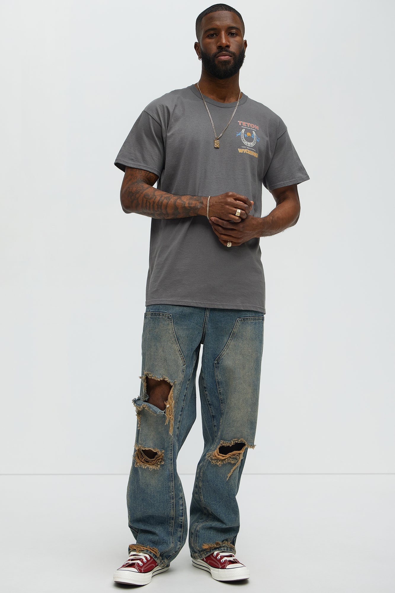 Teton Mountain Range Short Sleeve Tee - Charcoal