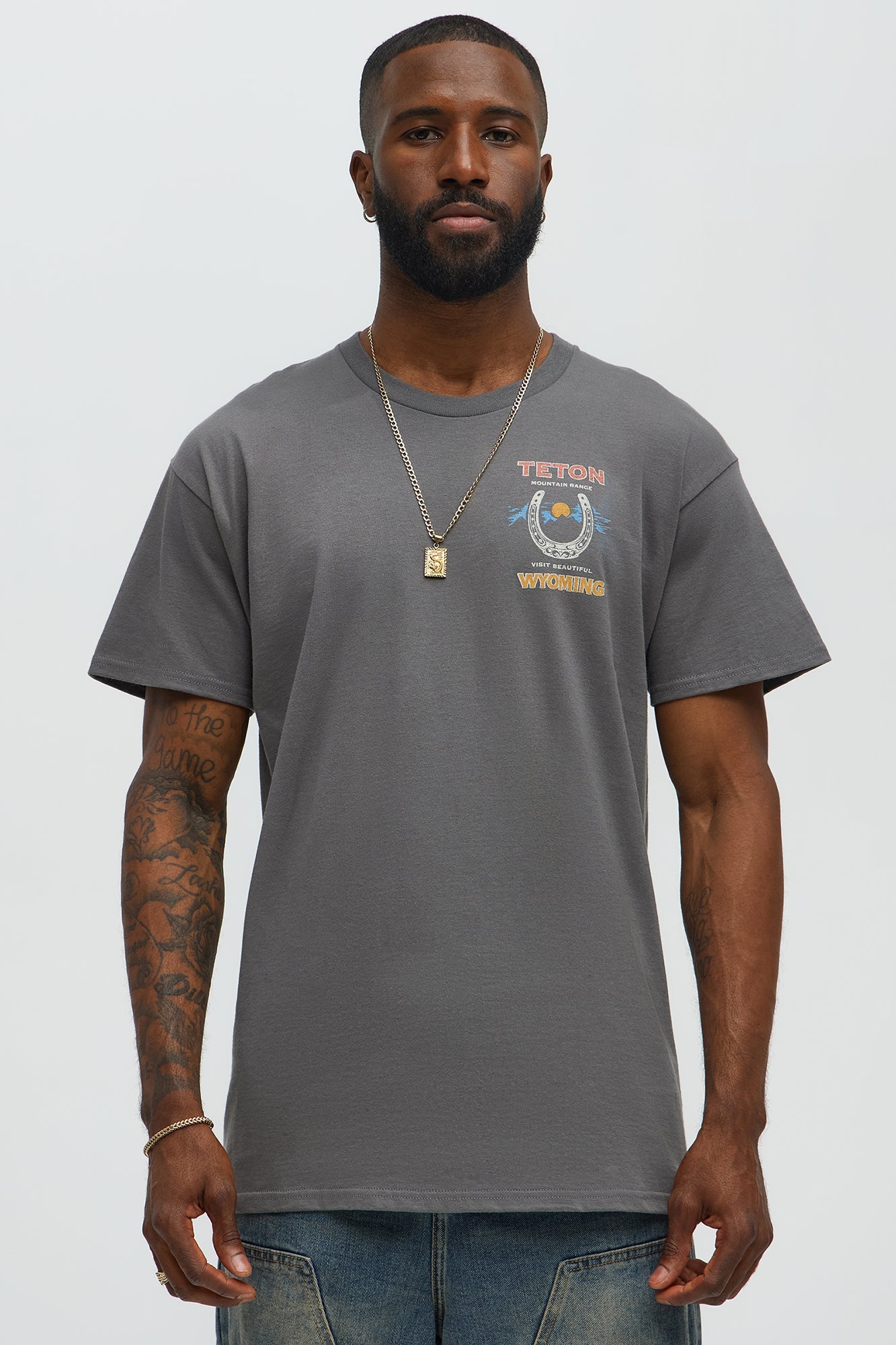 Teton Mountain Range Short Sleeve Tee - Charcoal