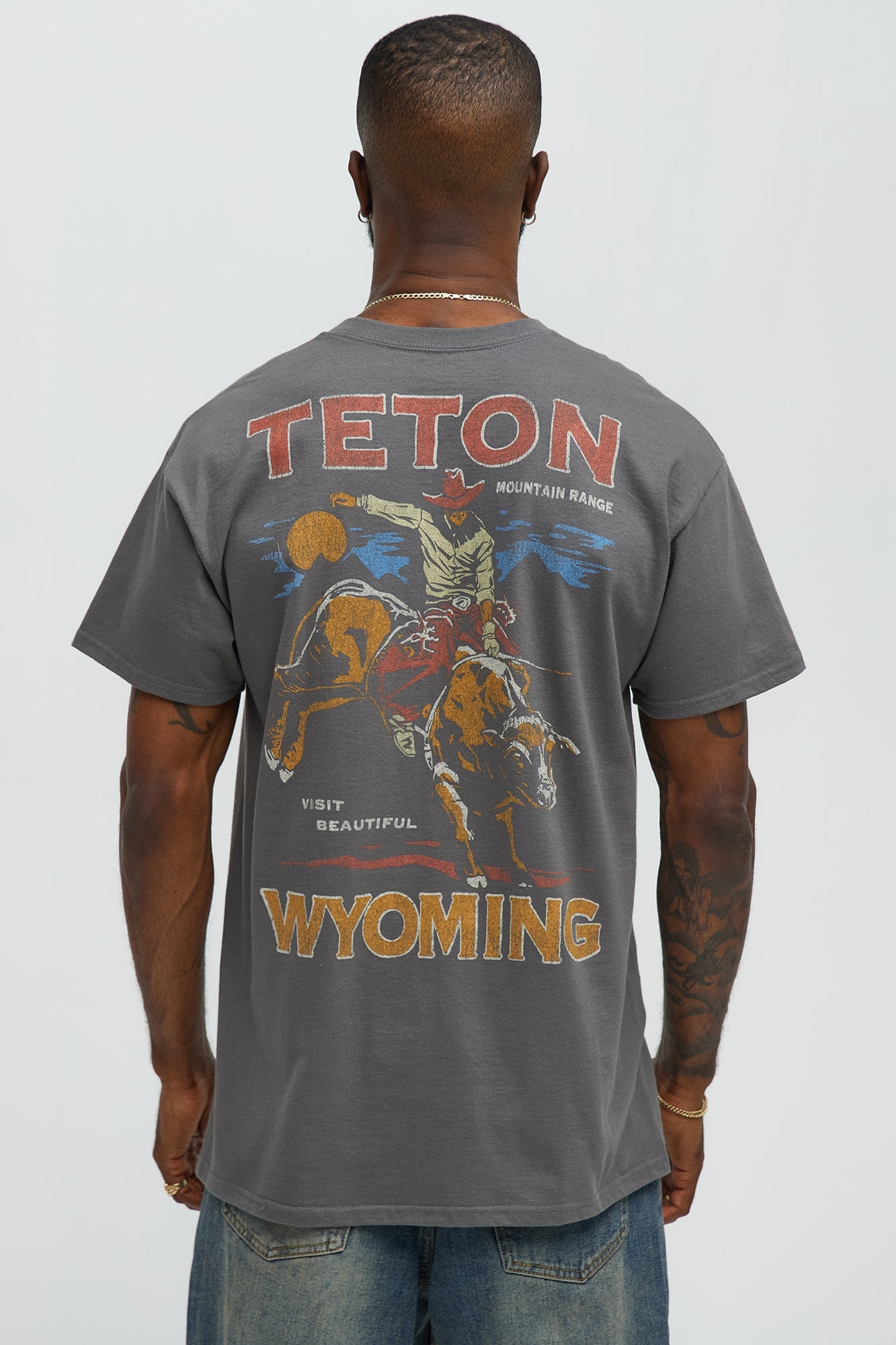 Teton Mountain Range Short Sleeve Tee - Charcoal
