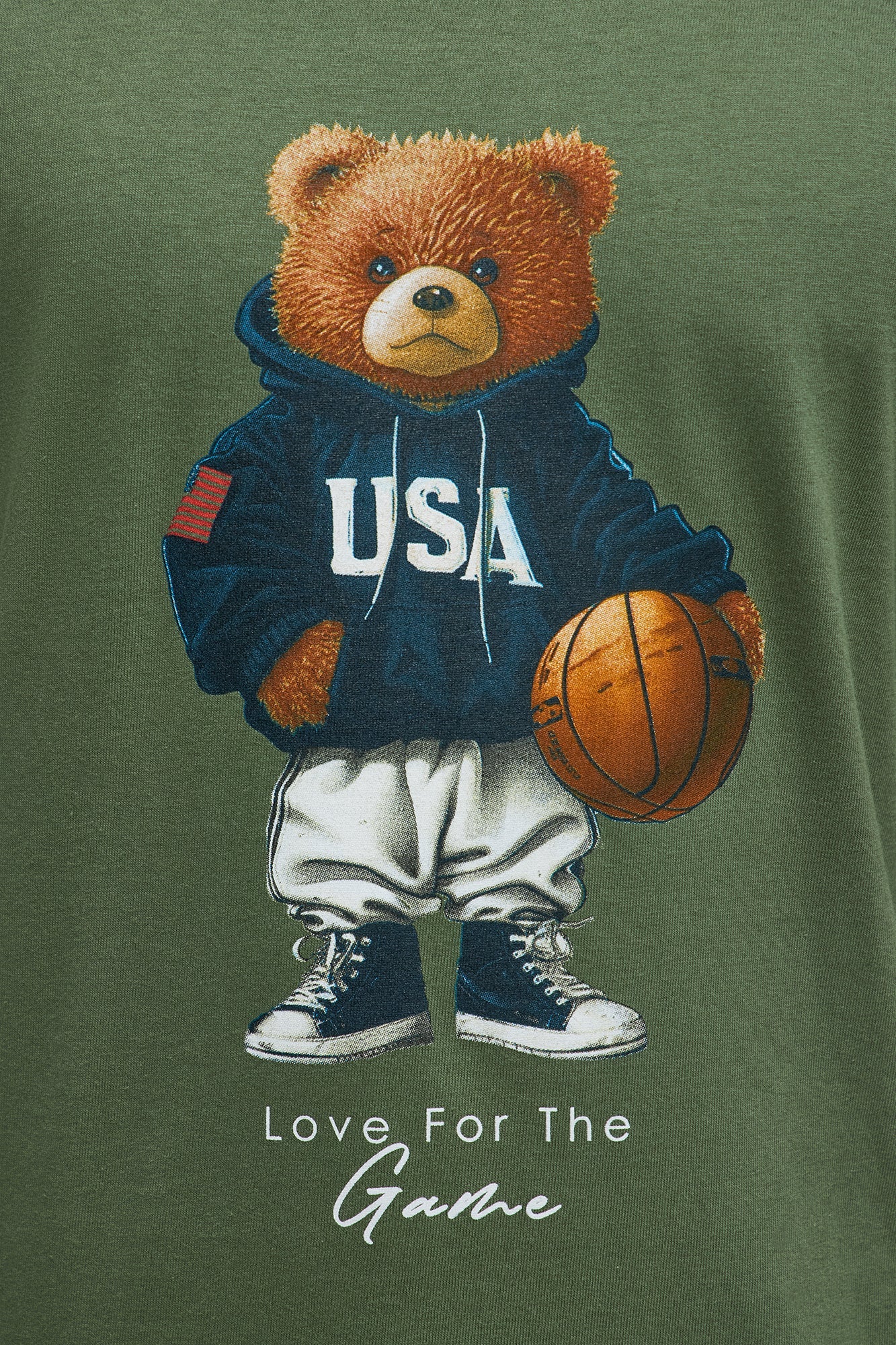 USA Teddy Basketball Short Sleeve Tee - Military Green