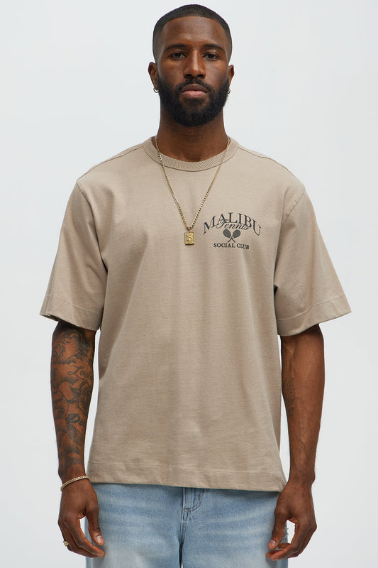 Malibu Tennis Oversized Short Sleeve Tee - Sand