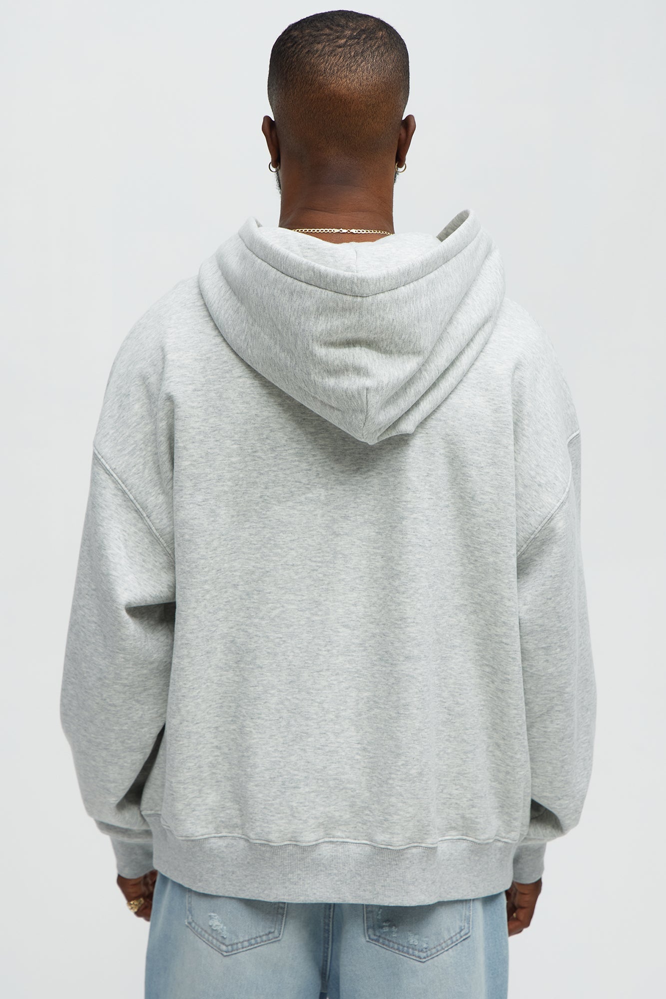 Tyson Oversized Heavyweight Quarter Zip Hoodie - Heather Grey