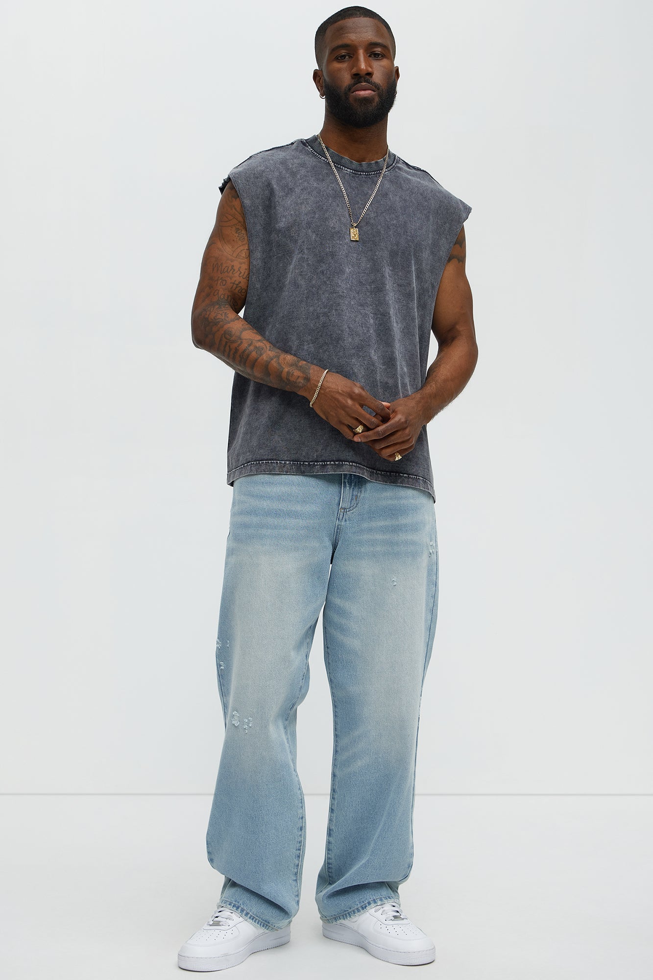 Relaxed Vintage Wash Heavyweight Muscle Tee - Black Wash