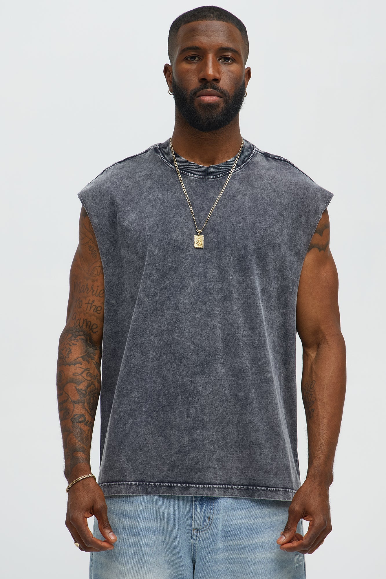 Relaxed Vintage Wash Heavyweight Muscle Tee - Black Wash