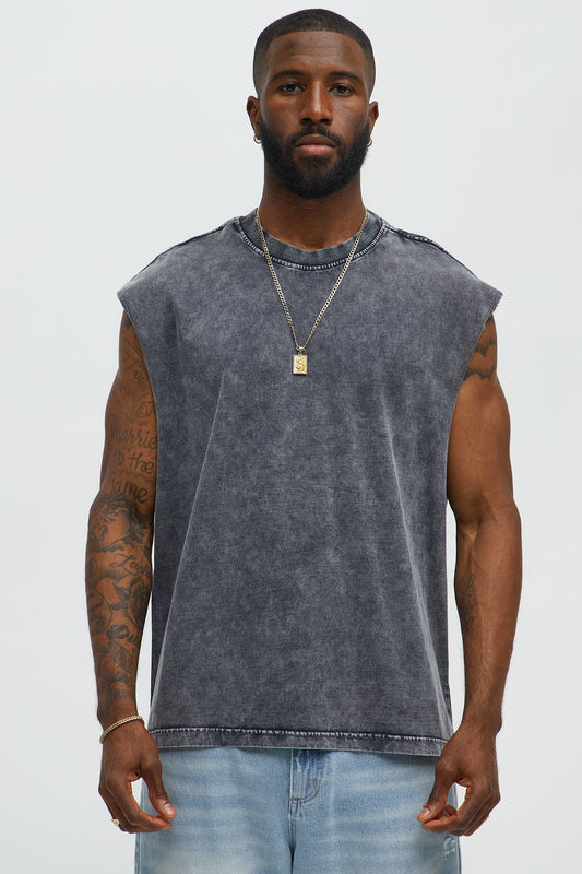 Relaxed Vintage Wash Heavyweight Muscle Tee - Black Wash