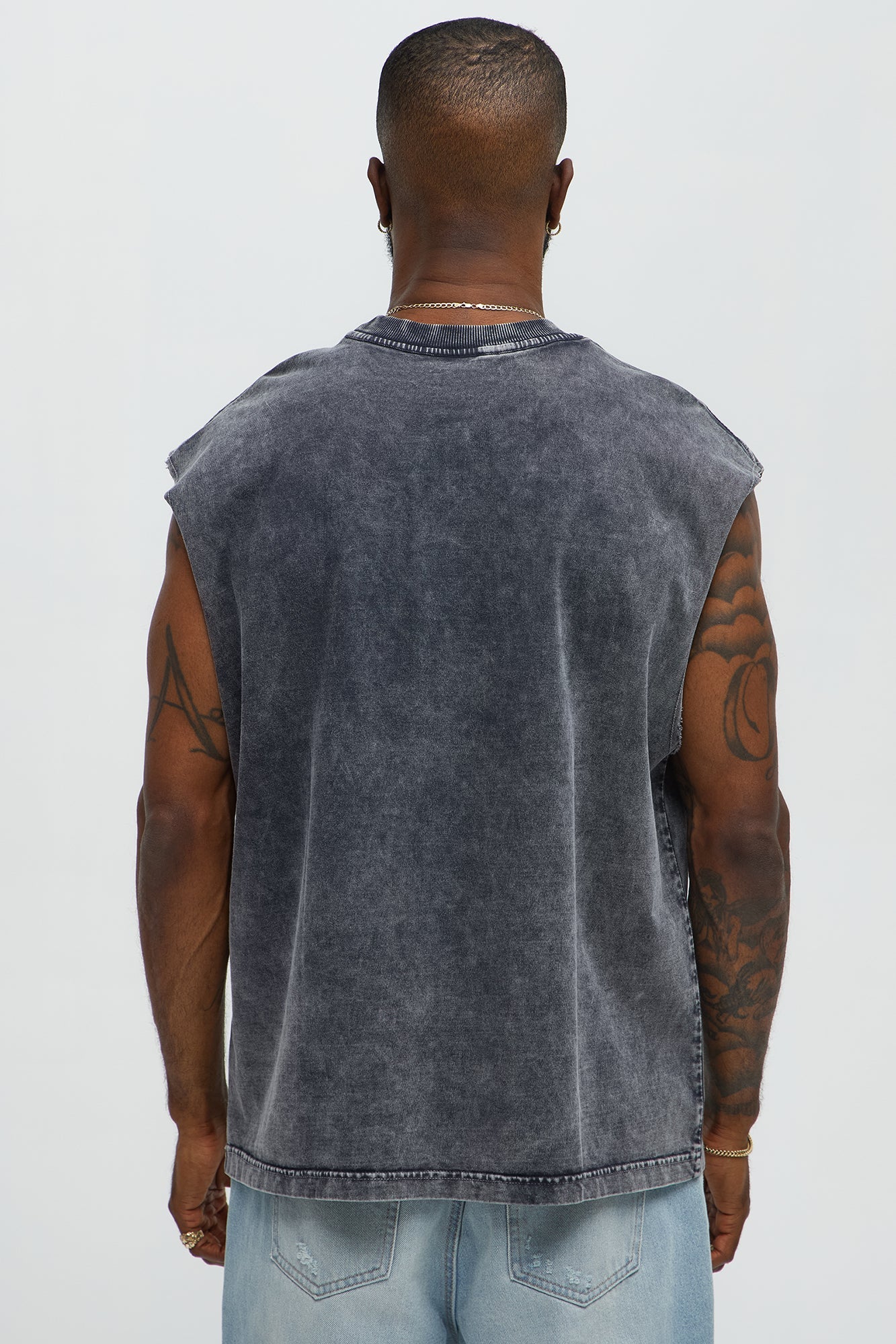 Relaxed Vintage Wash Heavyweight Muscle Tee - Black Wash