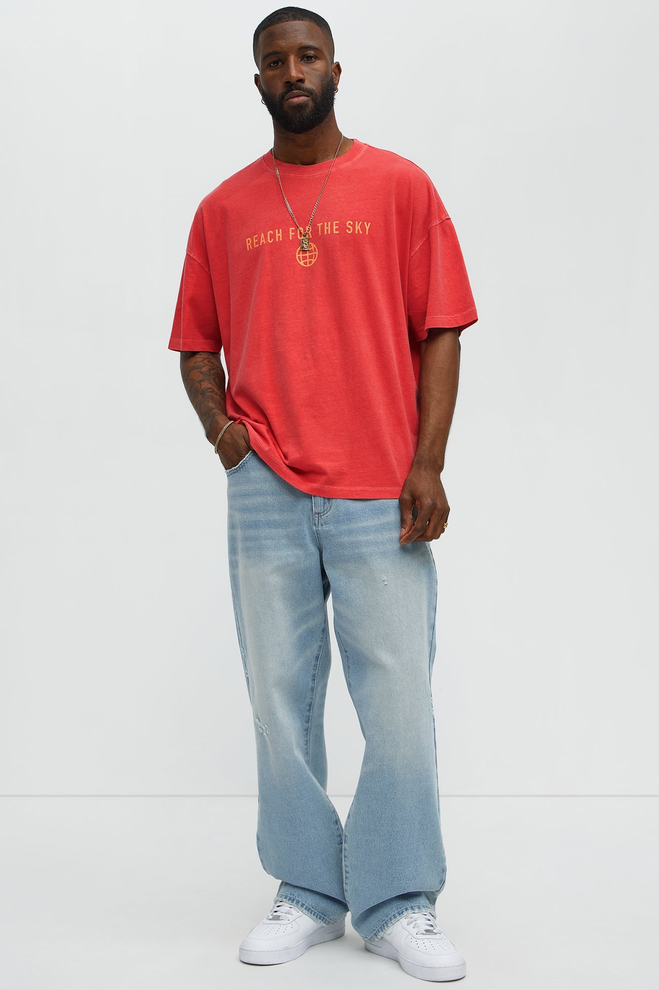 Reach For The Sky Oversized Short Sleeve Tee - Coral