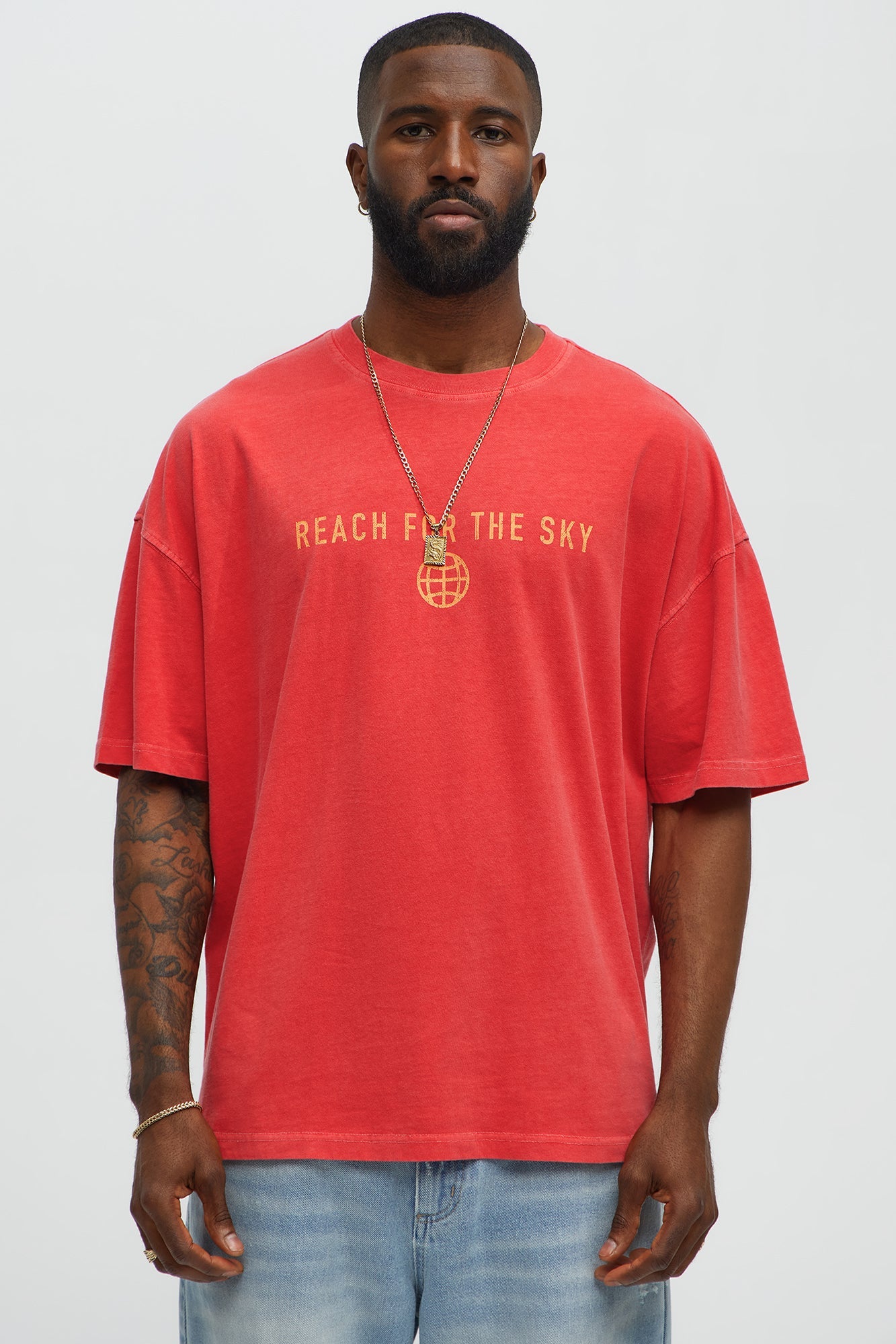 Reach For The Sky Oversized Short Sleeve Tee - Coral