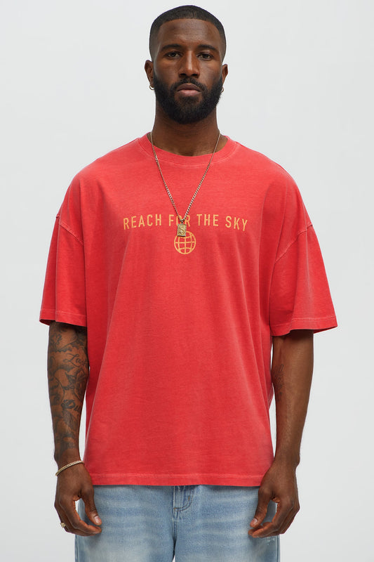 Reach For The Sky Oversized Short Sleeve Tee - Coral