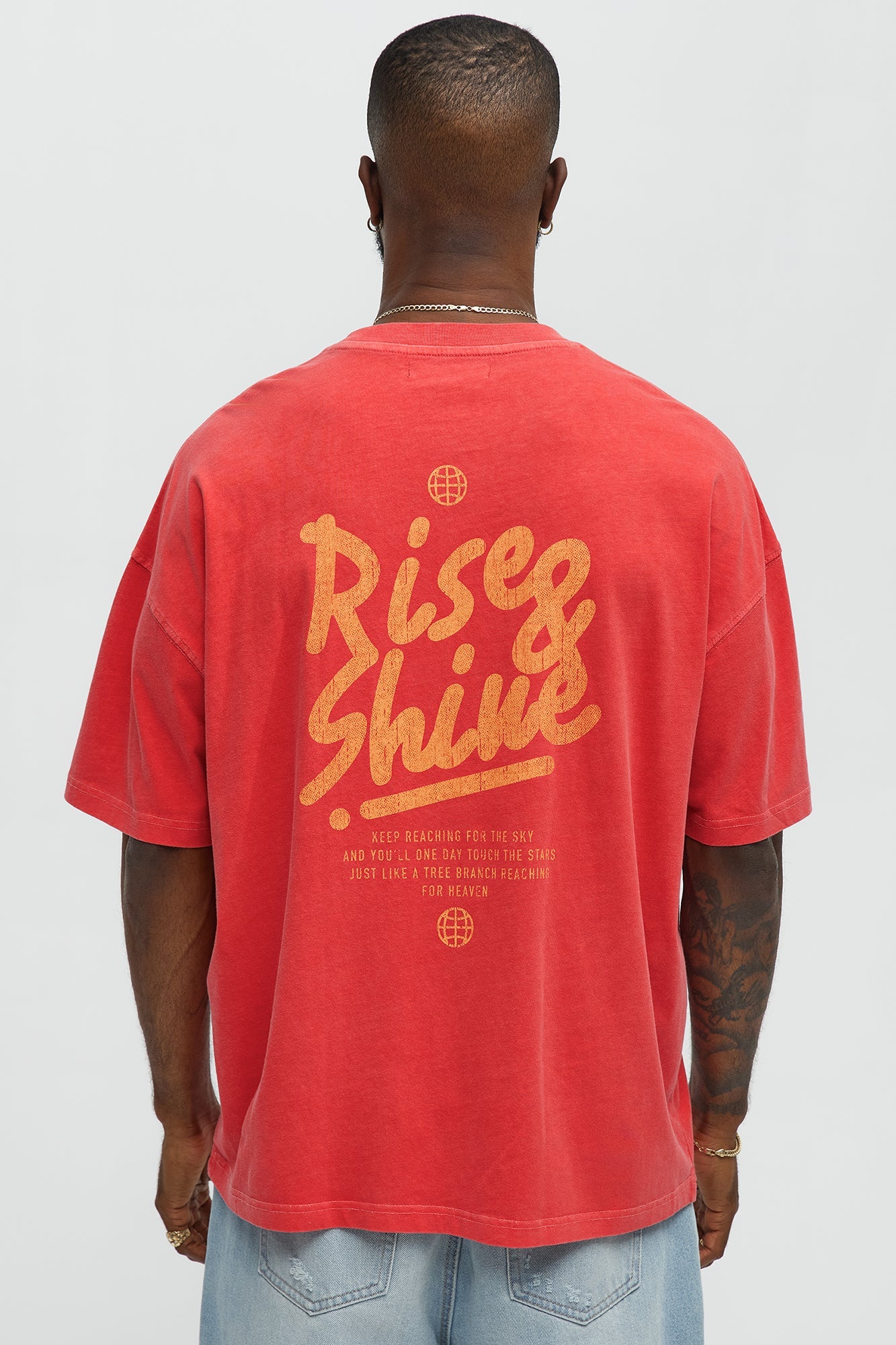 Reach For The Sky Oversized Short Sleeve Tee - Coral