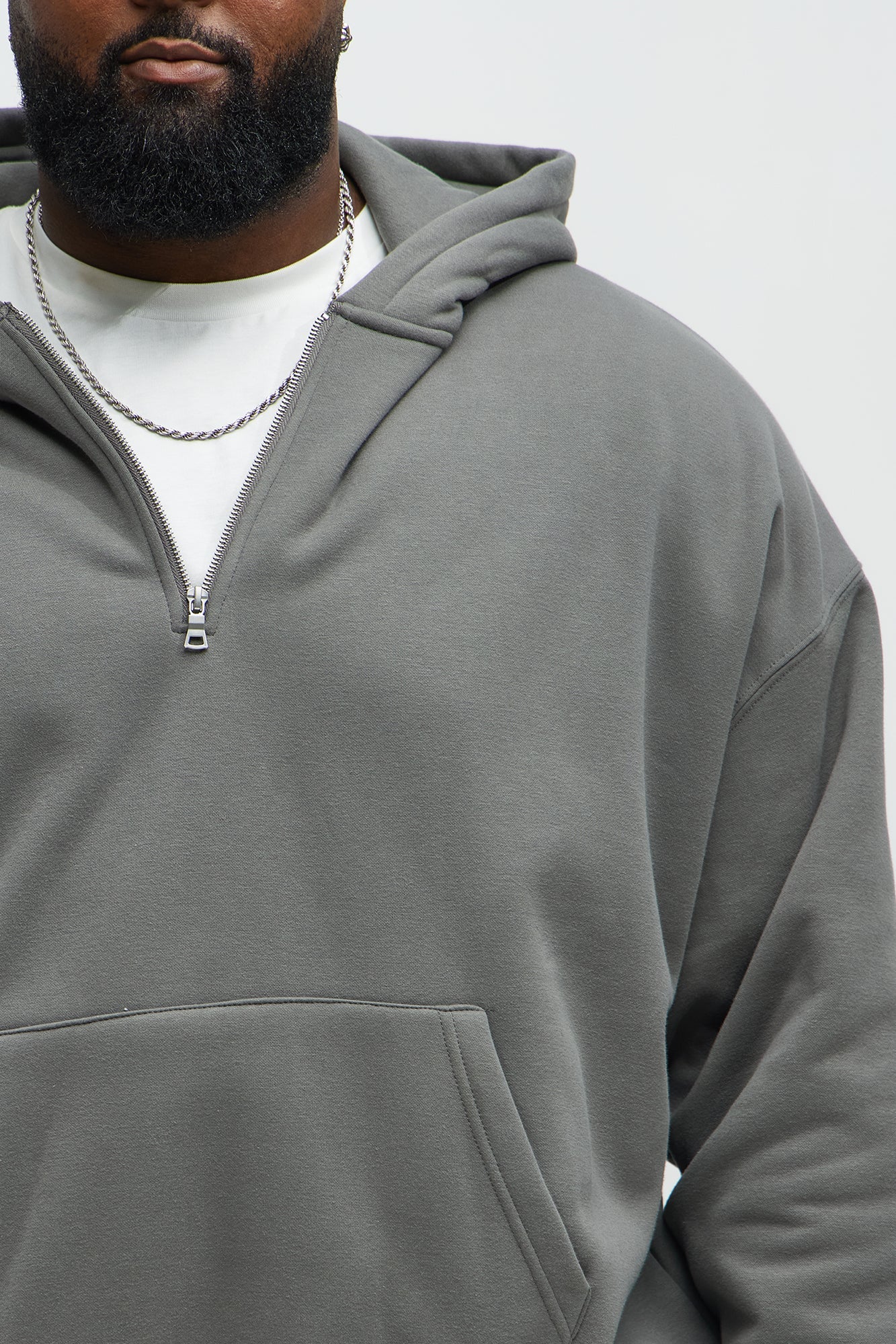 Tyson Oversized Heavyweight Quarter Zip Hoodie - Charcoal