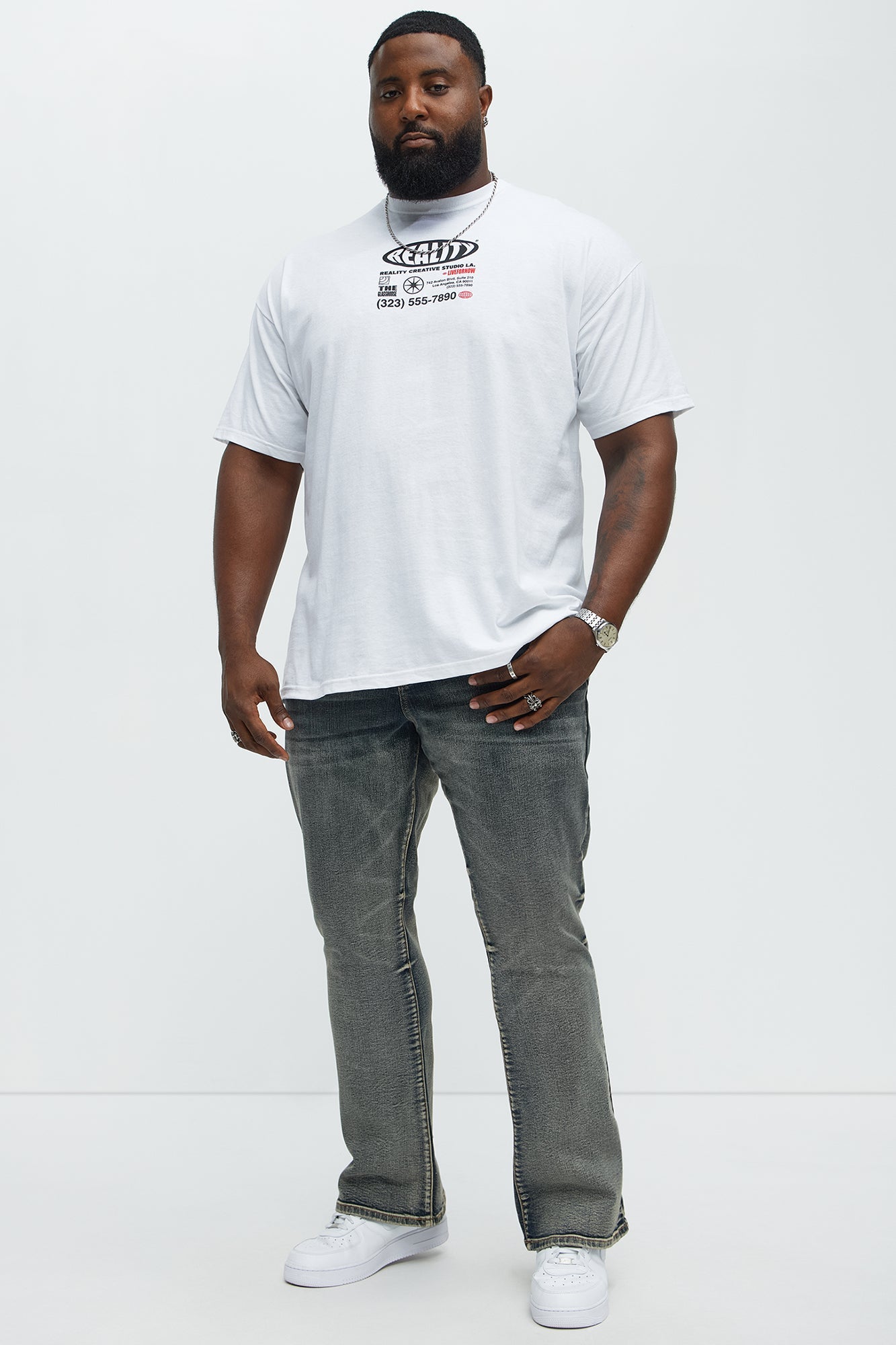 Faded Lance Stacked Slim Flare Jeans - Dark Wash