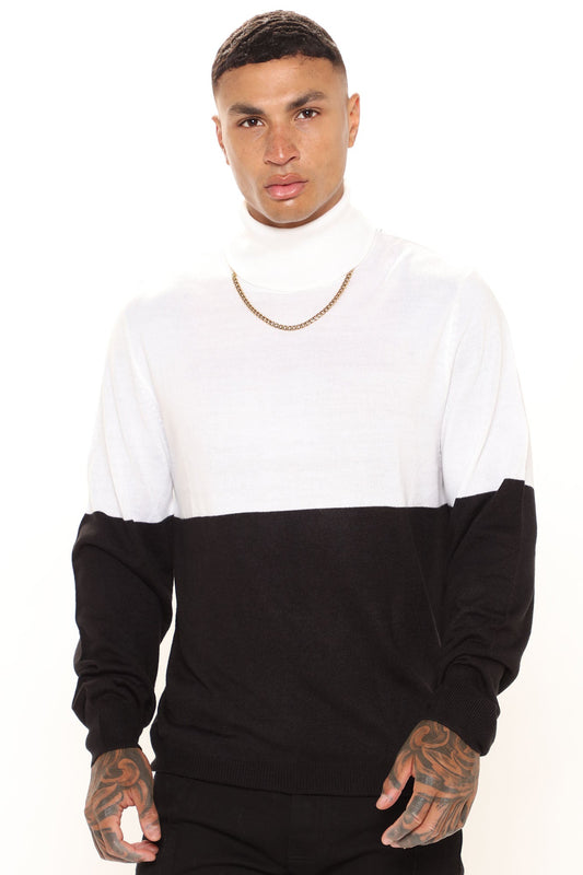 DeAngelo Colorblocked Turtleneck Sweater - Black/White