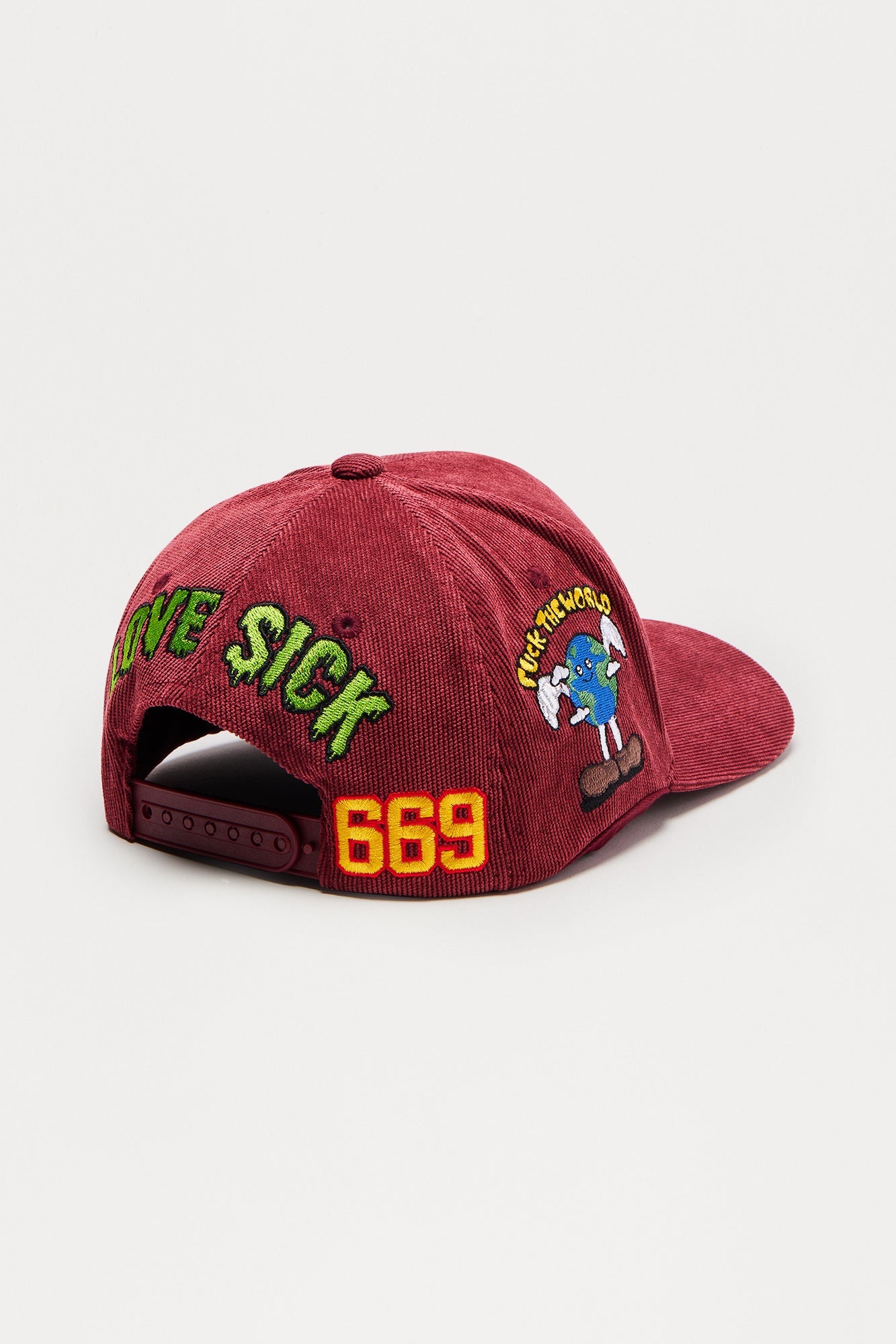 Love Sight Corduroy Snapback Hat - Burgundy