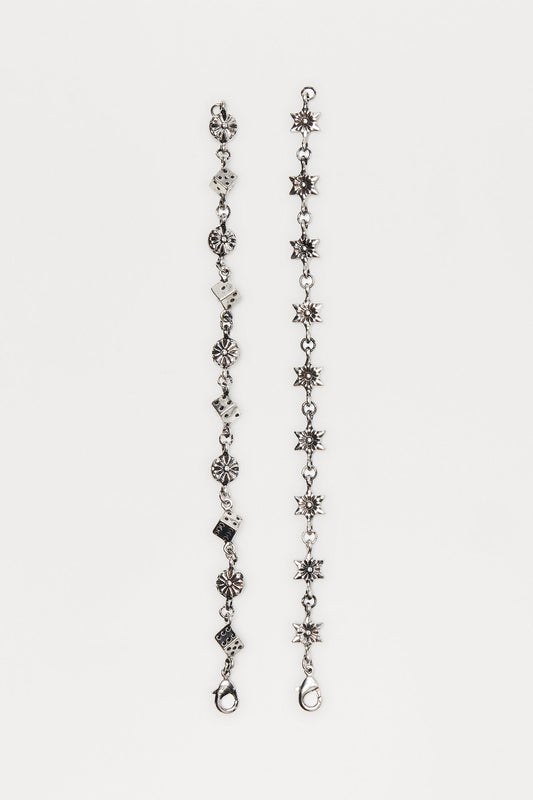 Multi Link Charm Bracelet Set - Silver