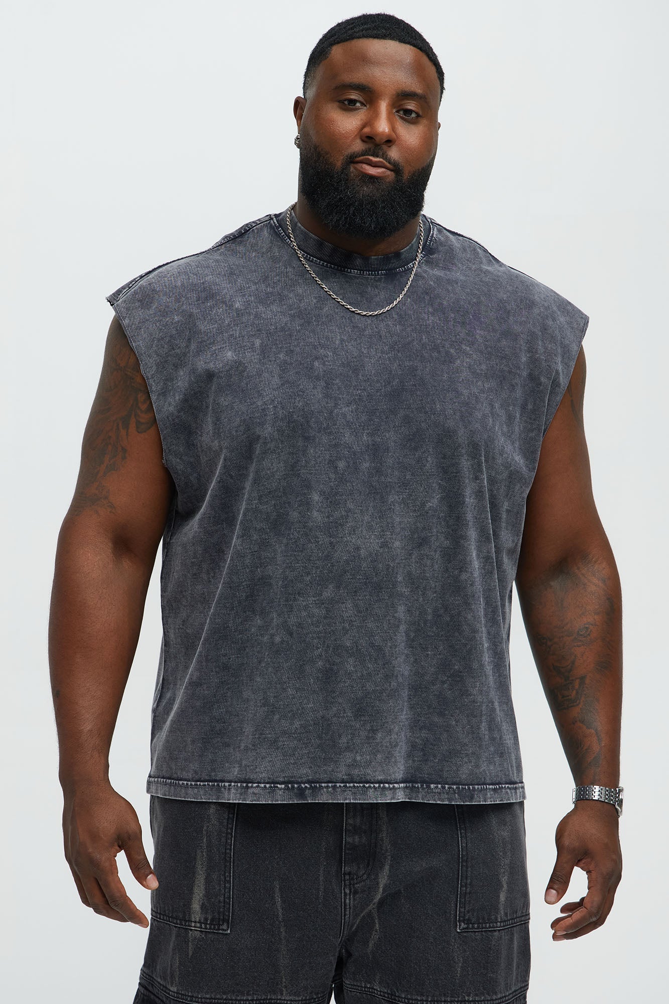 Relaxed Vintage Wash Heavyweight Muscle Tee - Black Wash