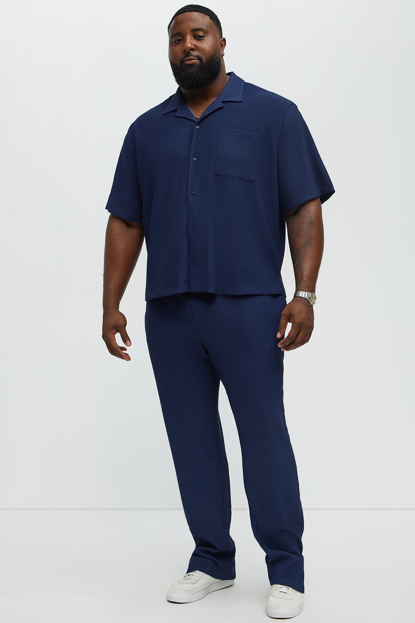 Show Up Slim Slit Pants - Navy