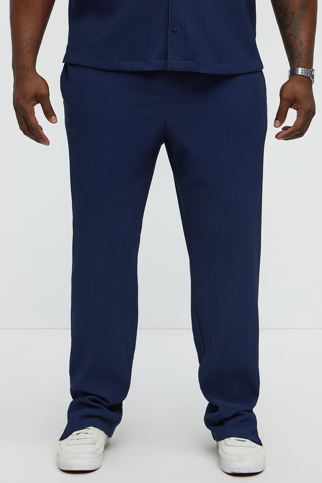 Show Up Slim Slit Pants - Navy