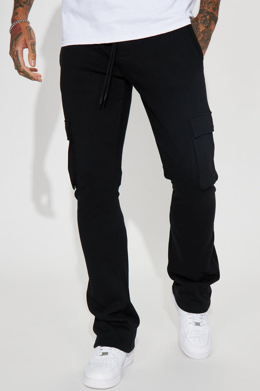 Tyson Cargo Skinny Flared Sweatpant - Black