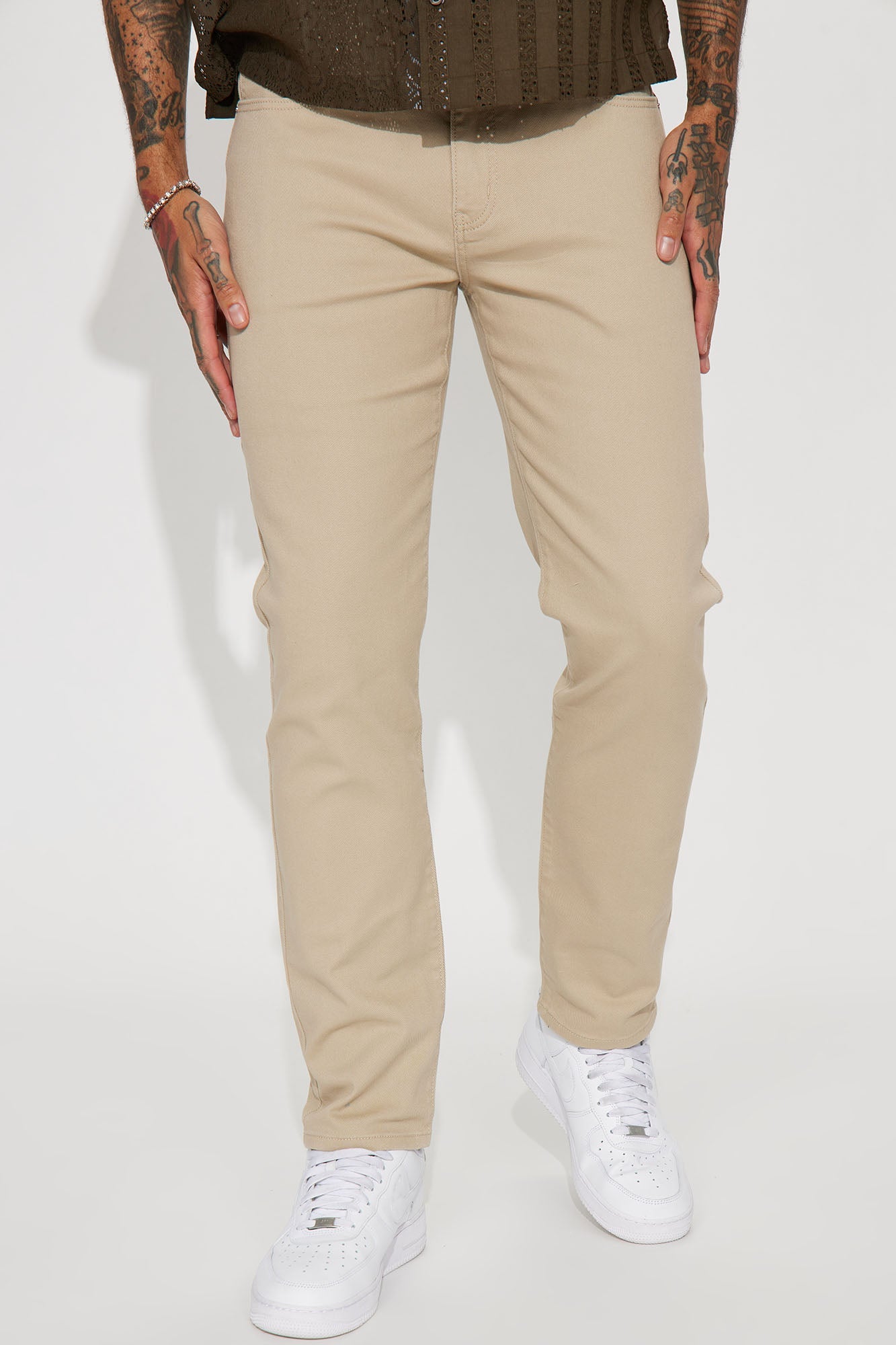 Mike Straight Taper Jeans - Khaki