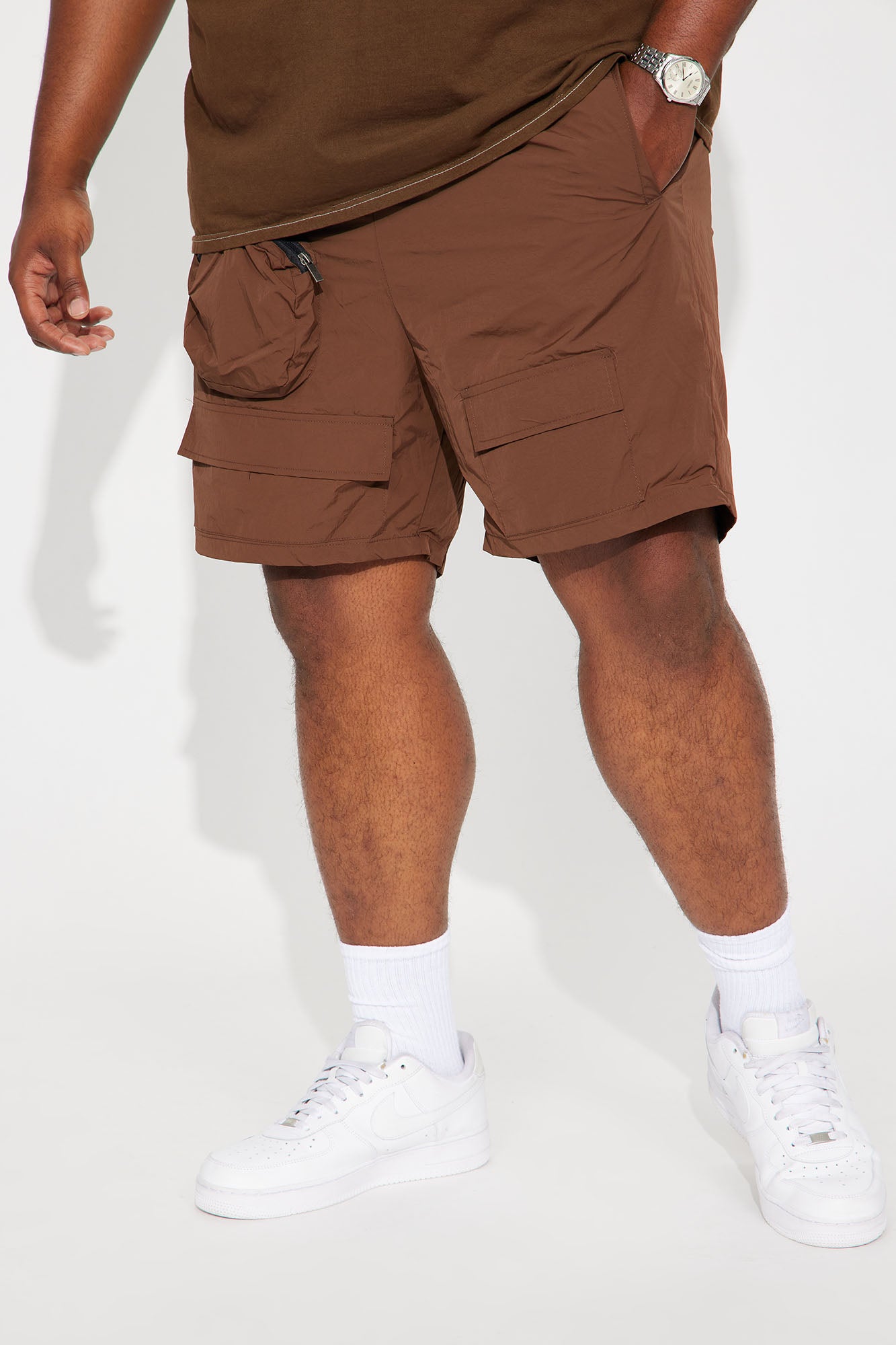 Safe Side Utility Nylon Shorts - Brown