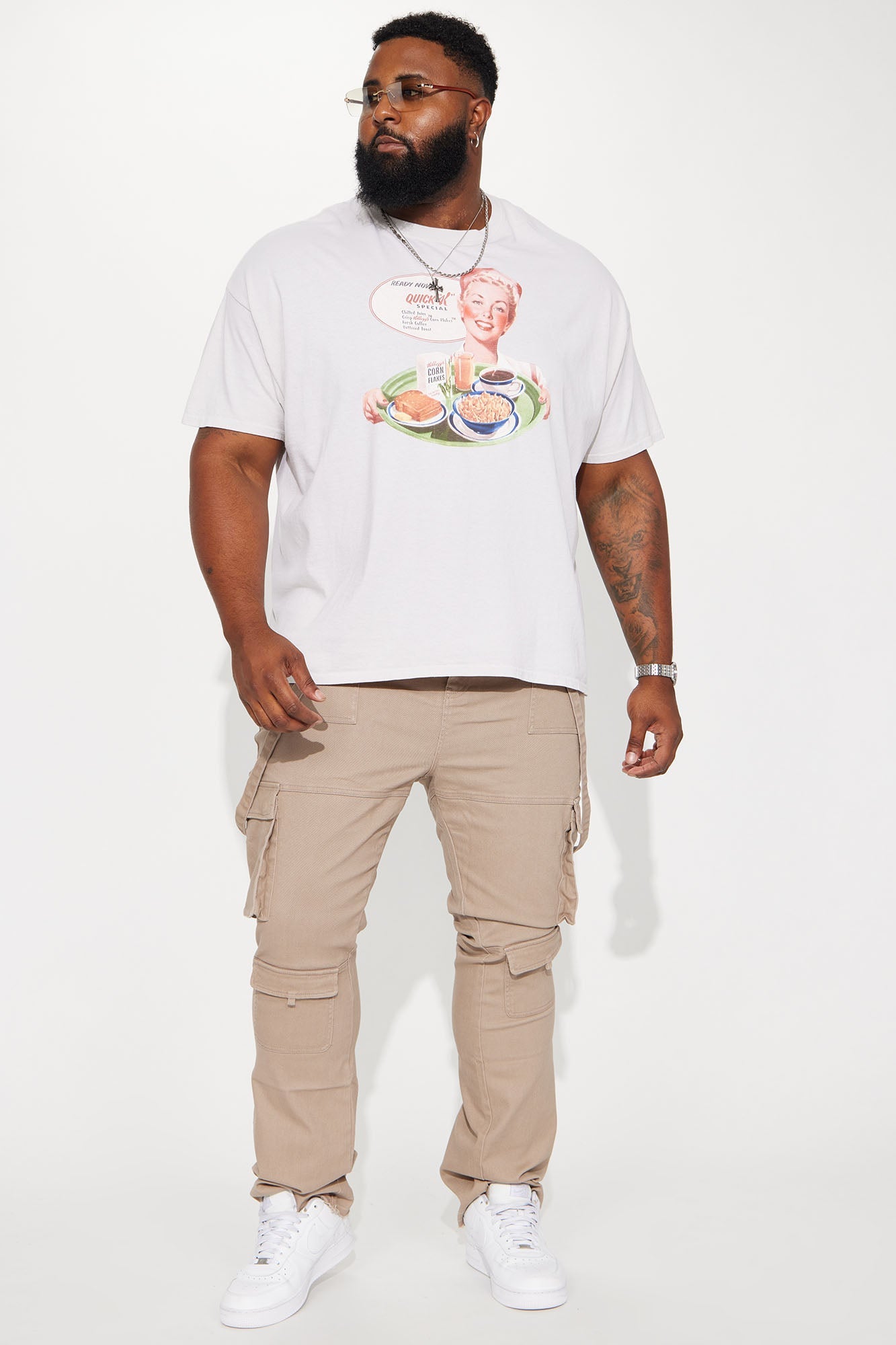 Strapped In Cargo Stacked Skinny Flare Jeans - Taupe