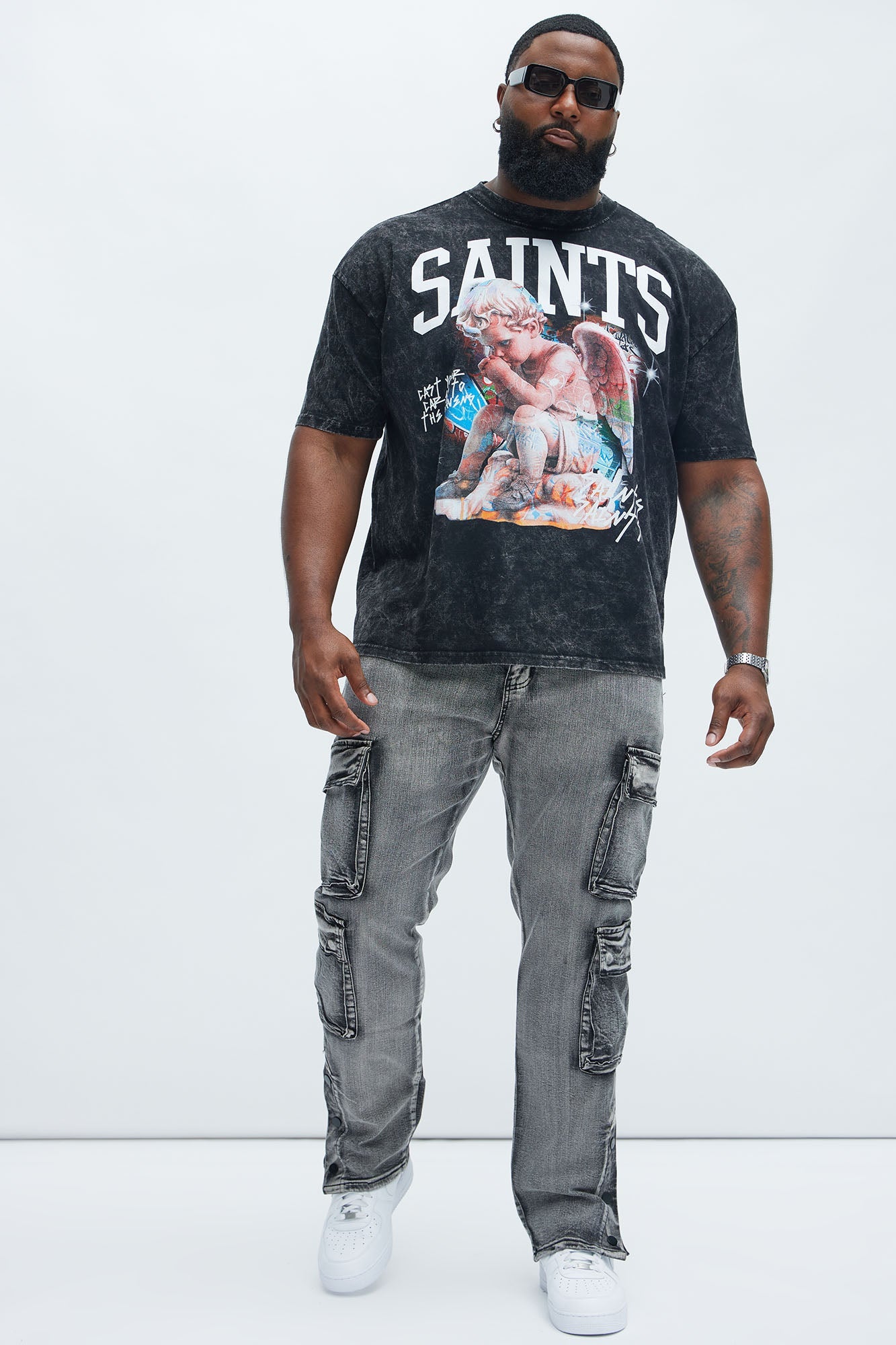 Saints Art Oversized Short Sleeve Tee - Black