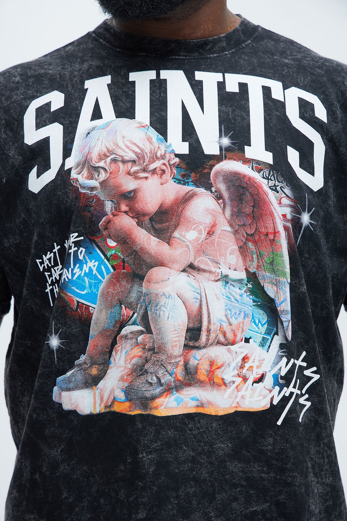 Saints Art Oversized Short Sleeve Tee - Black