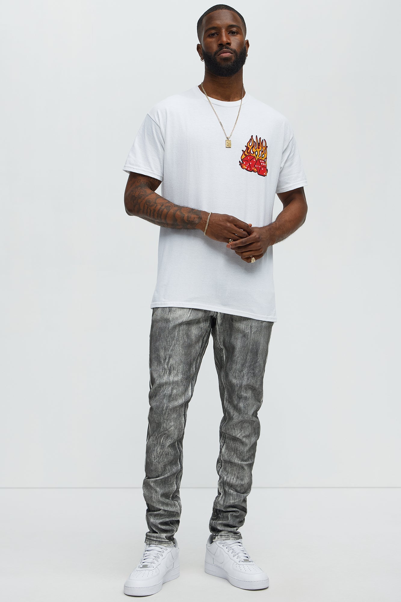 Stick Around Stacked Skinny Jeans - Grey/Smoke