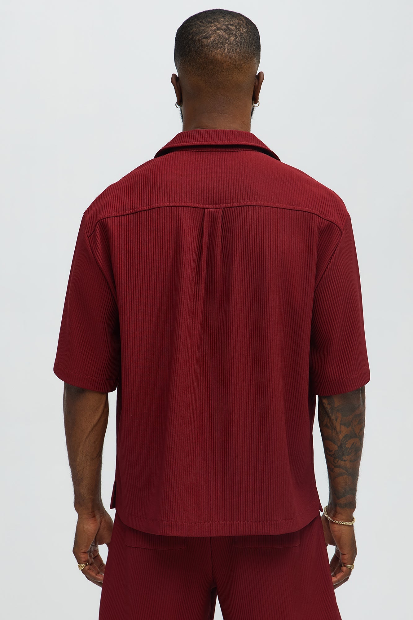 Show Up Short Sleeve Cuban Shirt - Burgundy