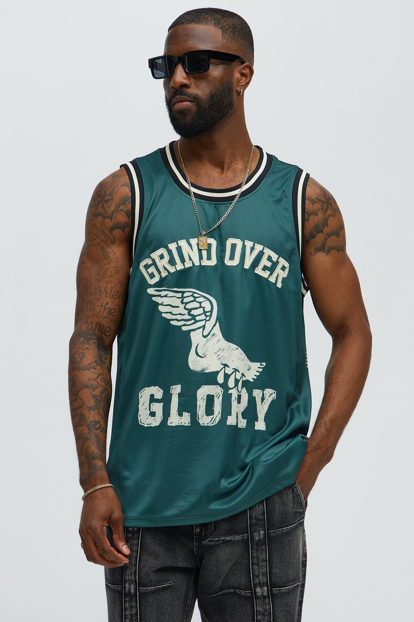 Basketball Jersey Grind Over Glory Tank Top - Green
