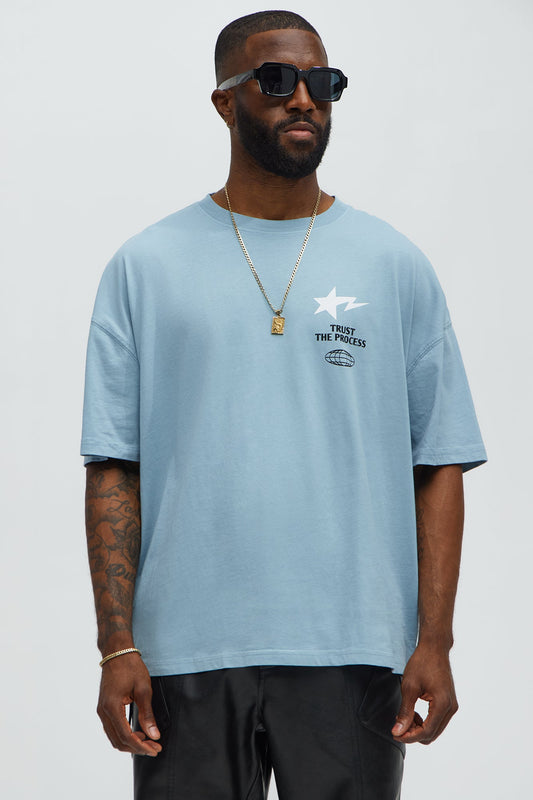 Trust The Process Oversized Short Sleeve Tee - Light Blue