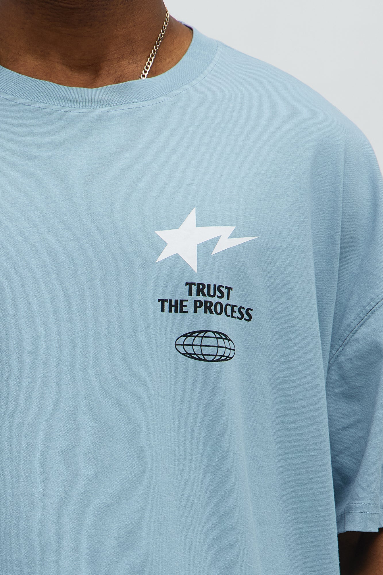 Trust The Process Oversized Short Sleeve Tee - Light Blue