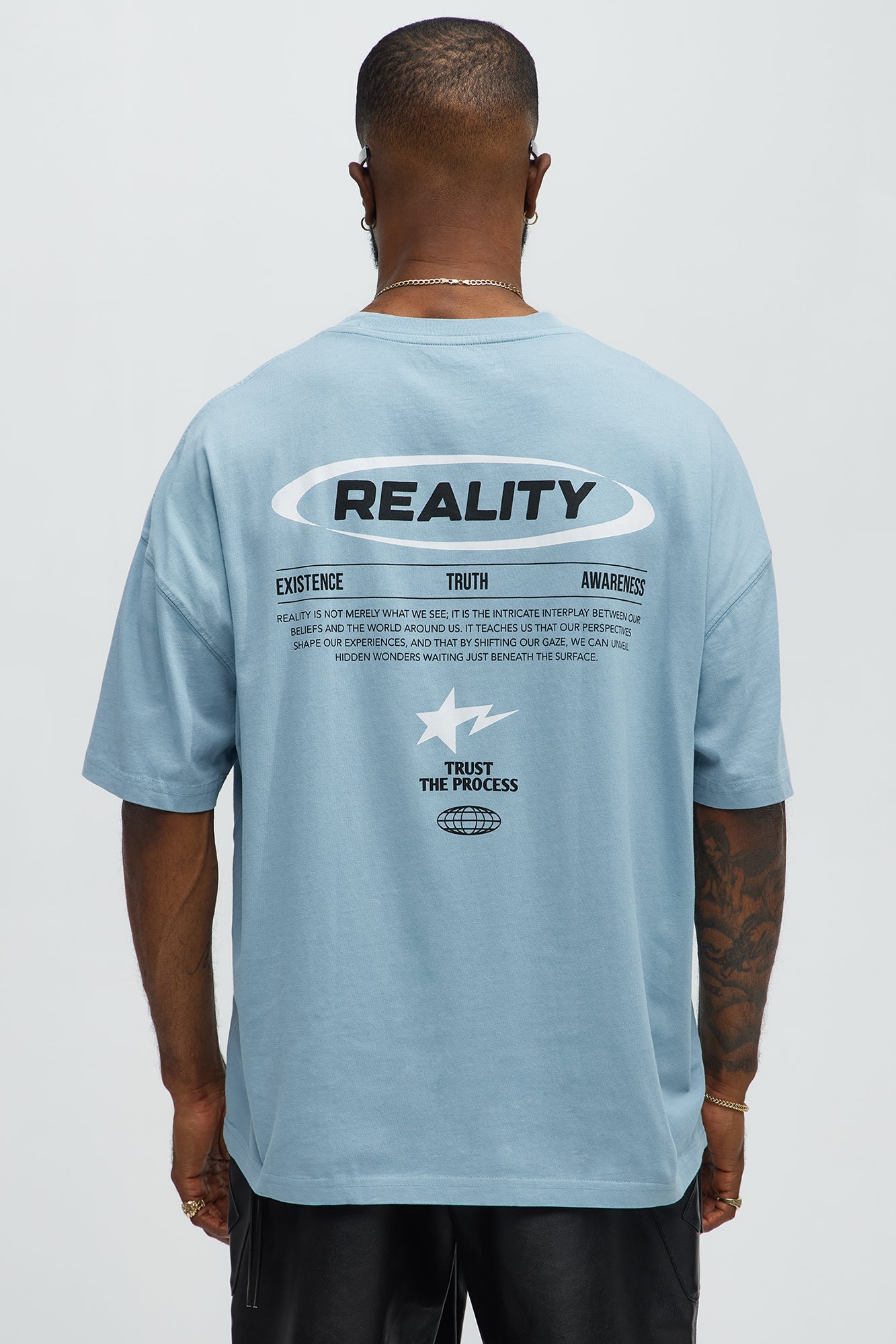 Trust The Process Oversized Short Sleeve Tee - Light Blue