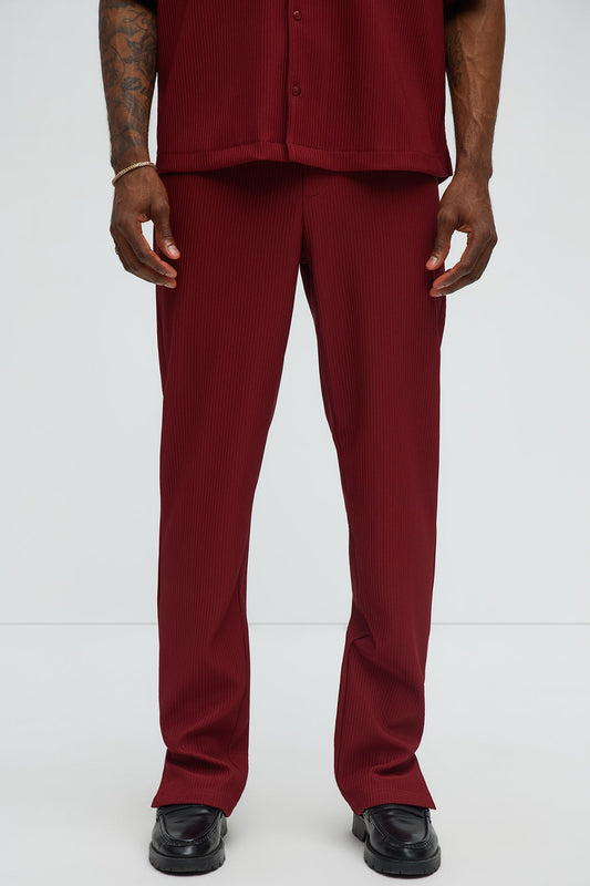Show Up Slim Slit Pants - Burgundy
