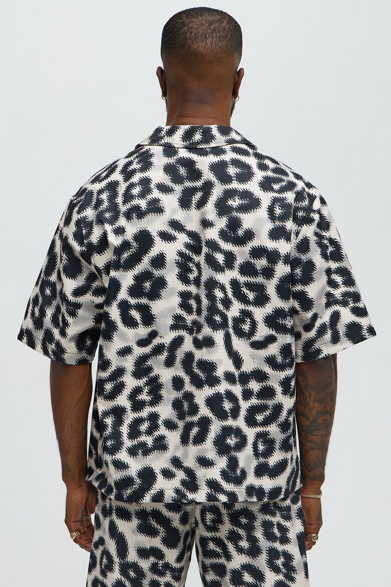 Pixel Surge Cuban Collar Short Sleeve Shirt - Cream/combo