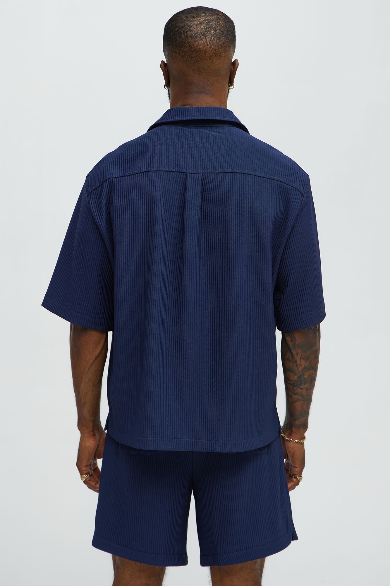 Show Up Short Sleeve Cuban Shirt - Navy