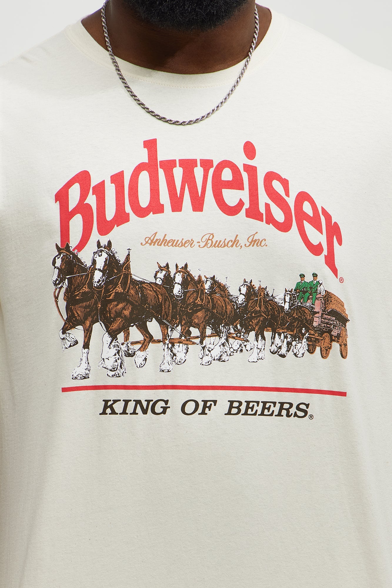 Budweiser King Of Beers Oversized Short Sleeve Tee - Cream