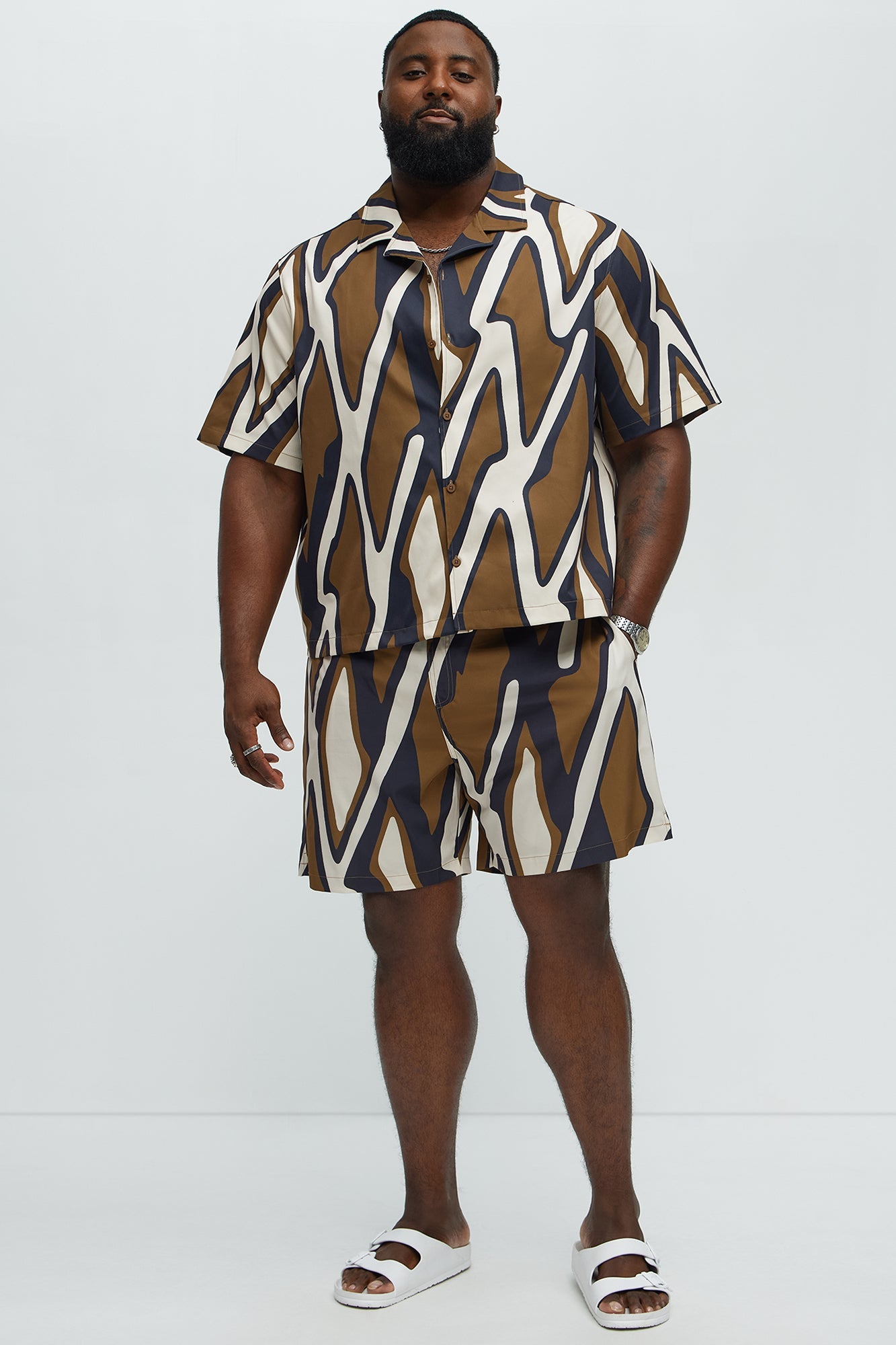 Chaos Current Printed Swim Classic Trunk - Brown/combo