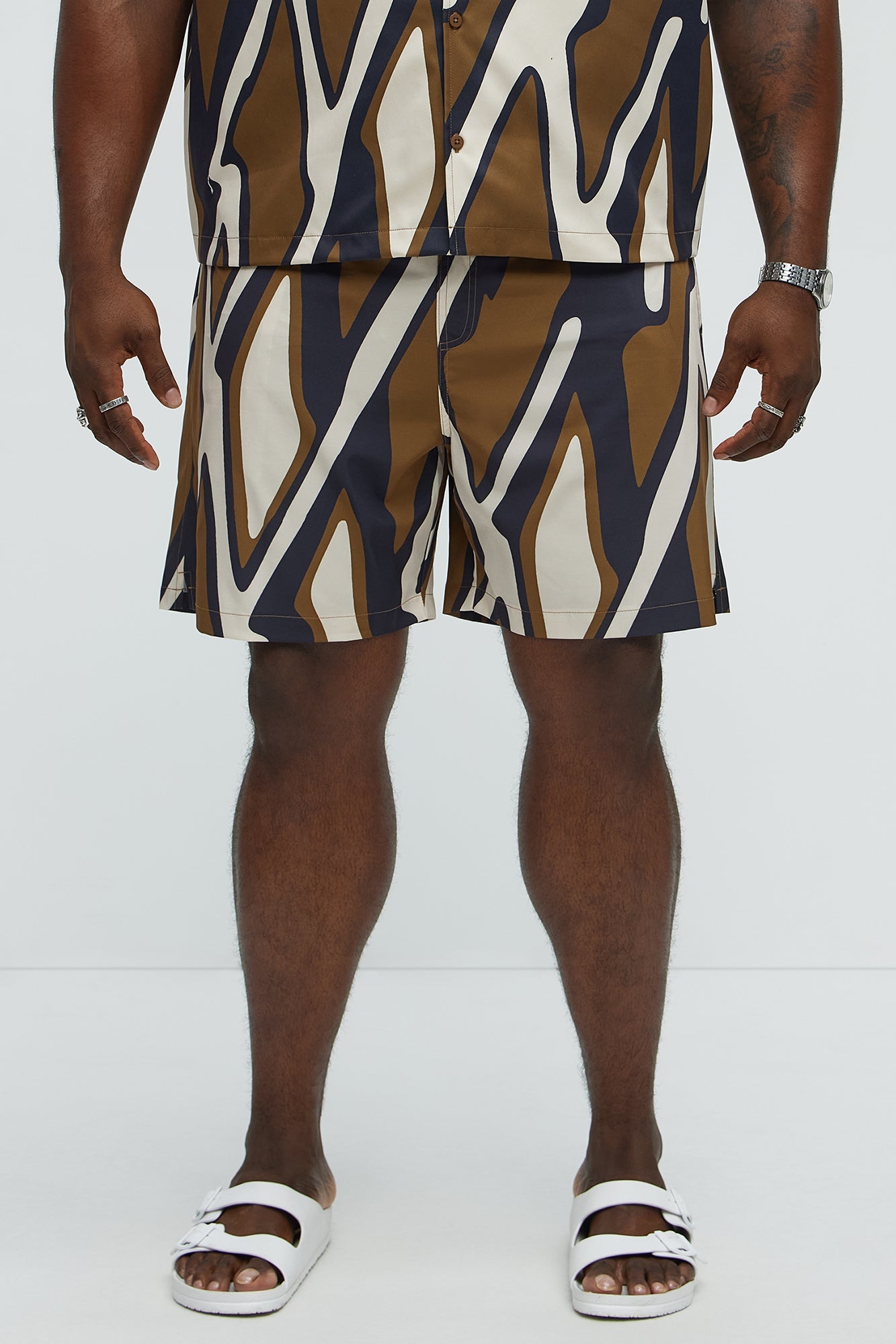 Chaos Current Printed Swim Classic Trunk - Brown/combo