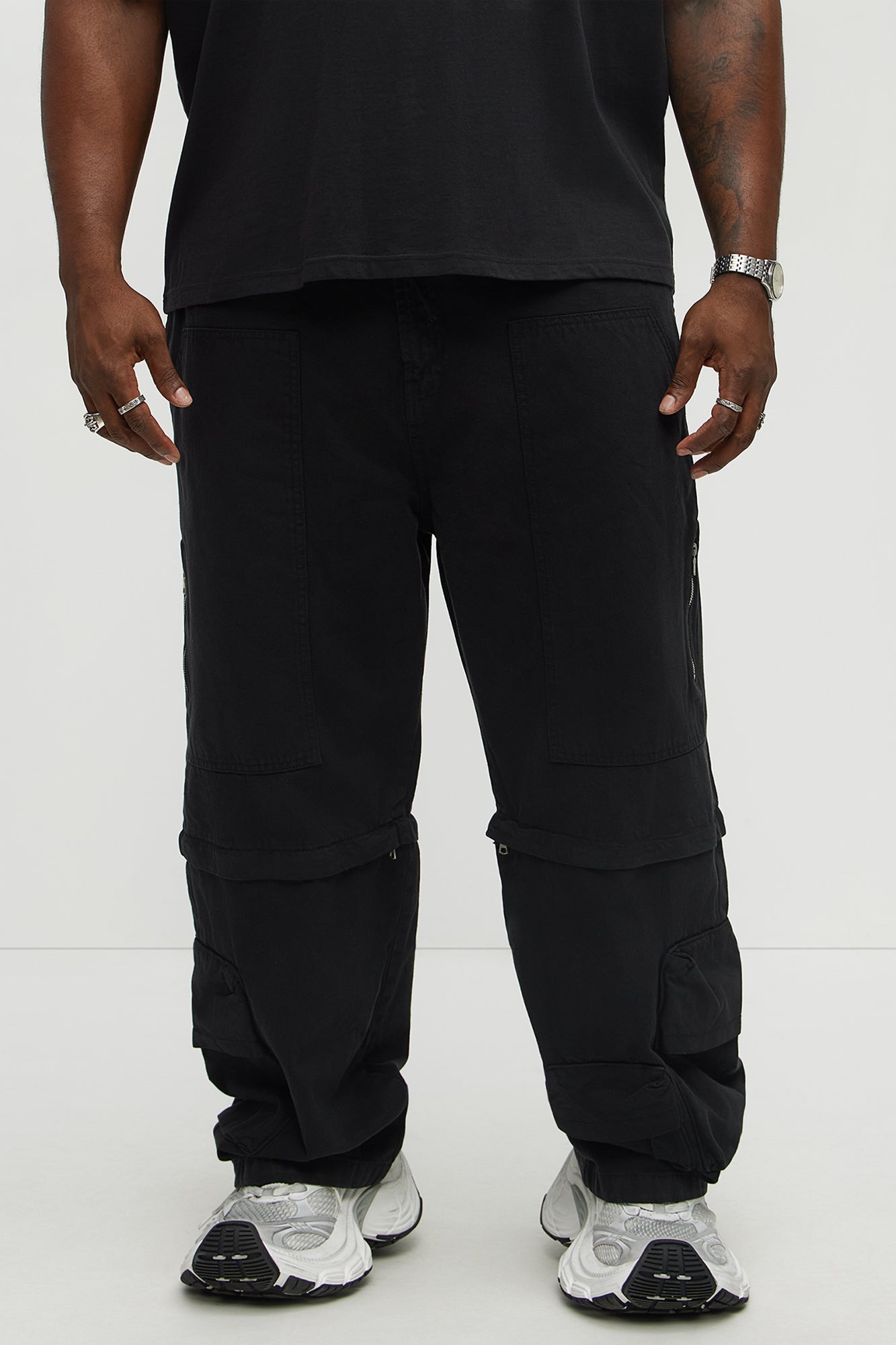 Maybe Next Time Zip Off Baggy Cargo Pants - Black
