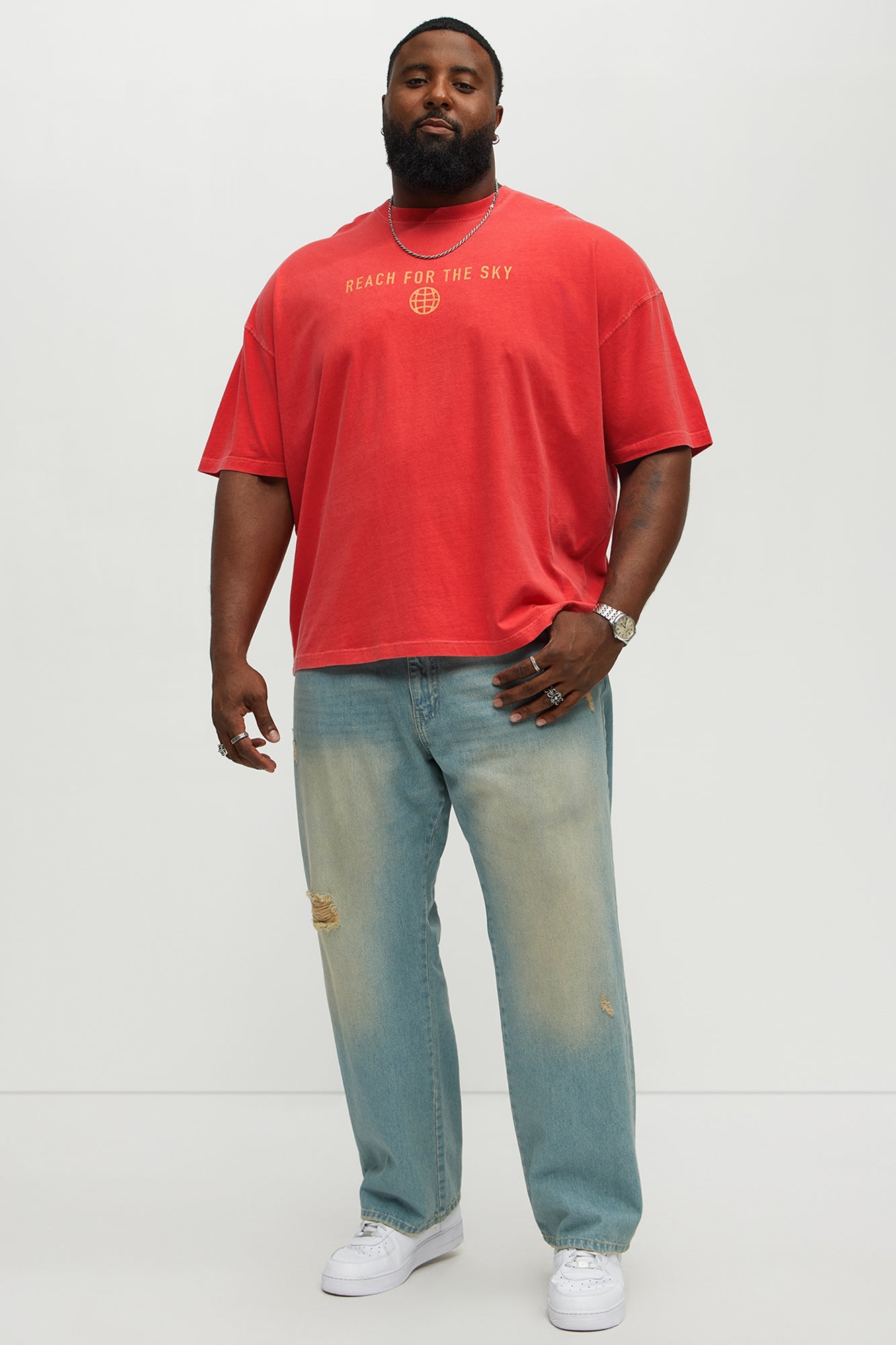 Reach For The Sky Oversized Short Sleeve Tee - Coral