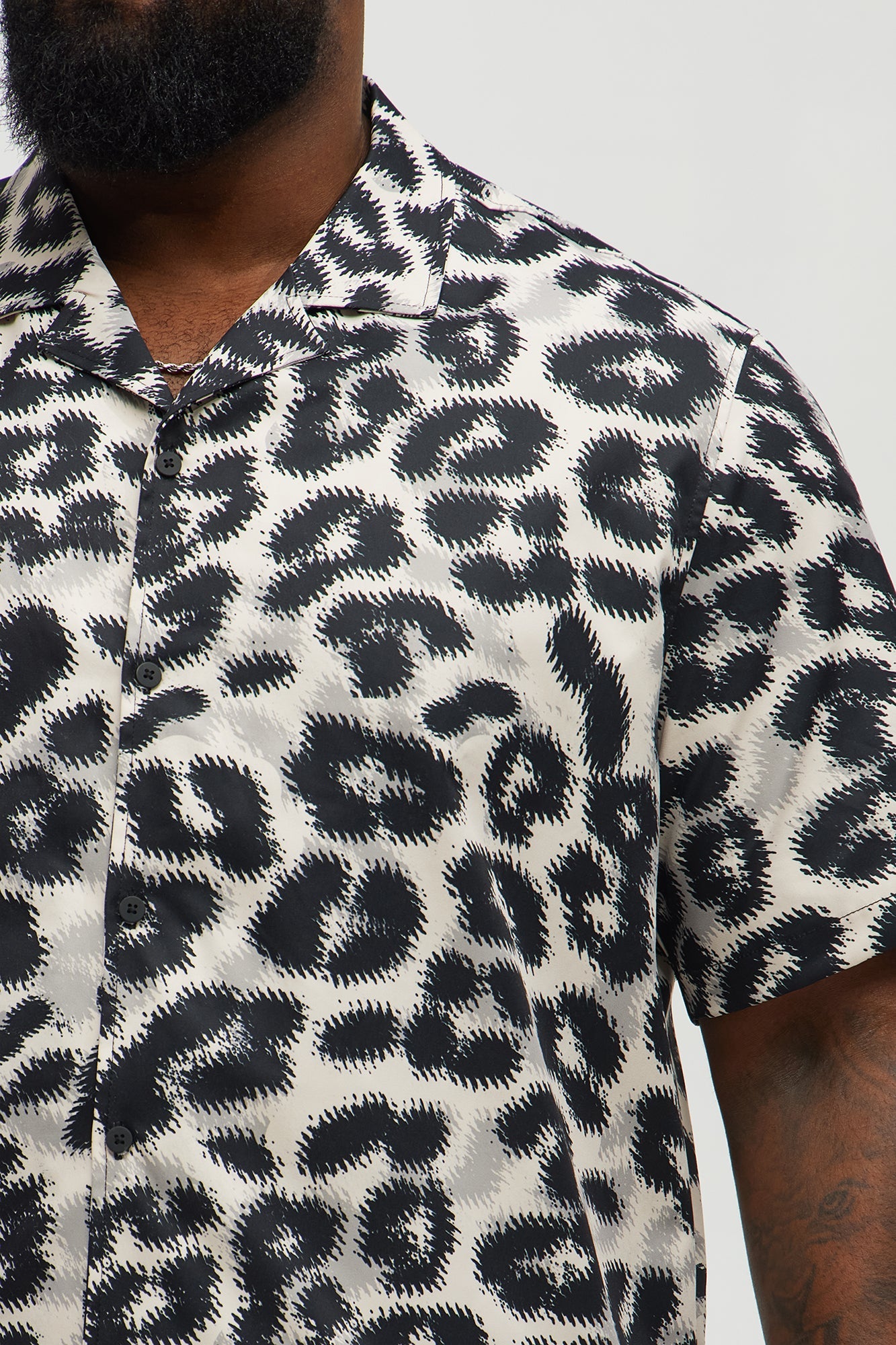 Pixel Surge Cuban Collar Short Sleeve Shirt - Cream/combo