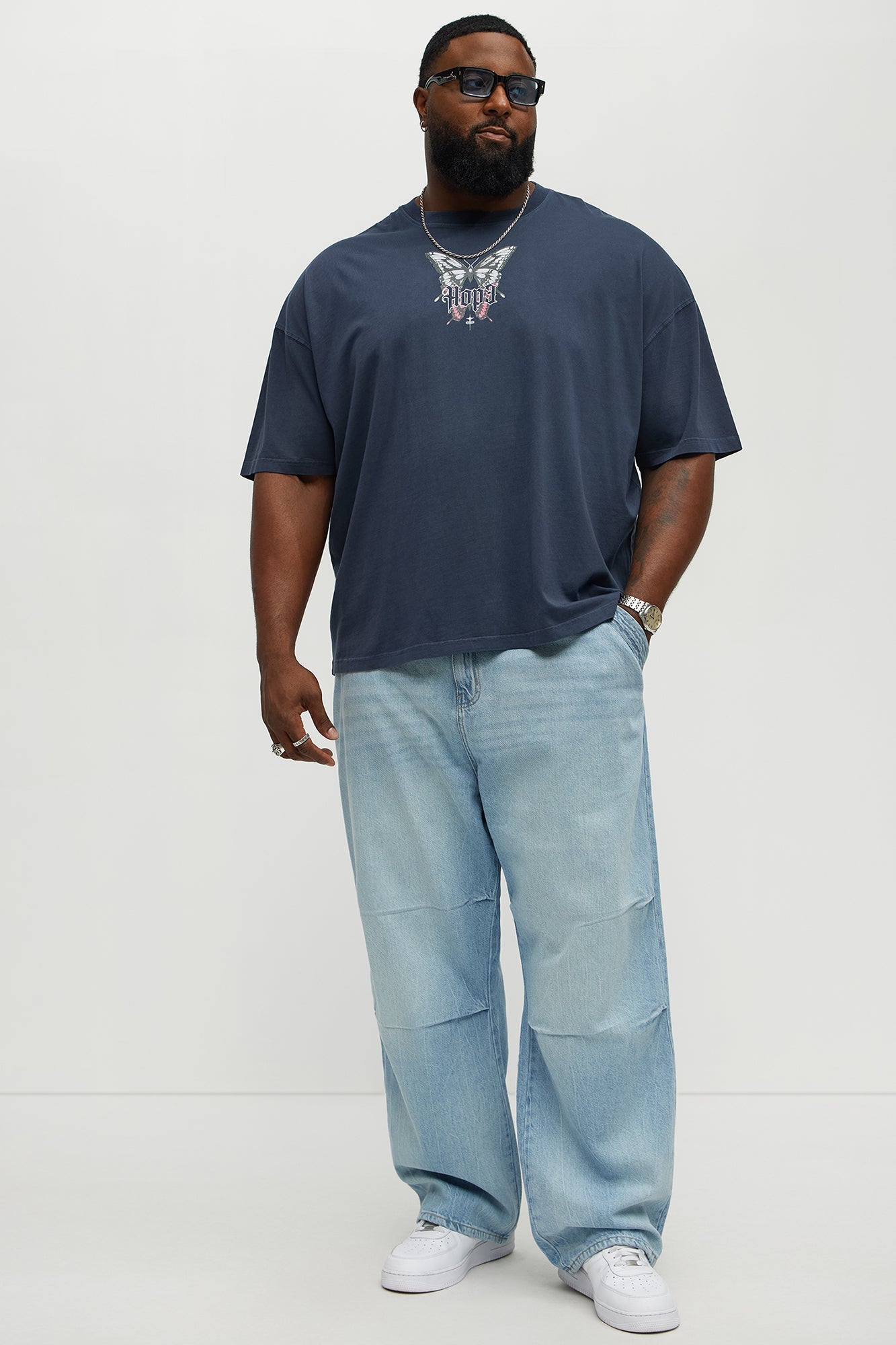 Seen Clean Baggy  Jeans - Light Blue Wash