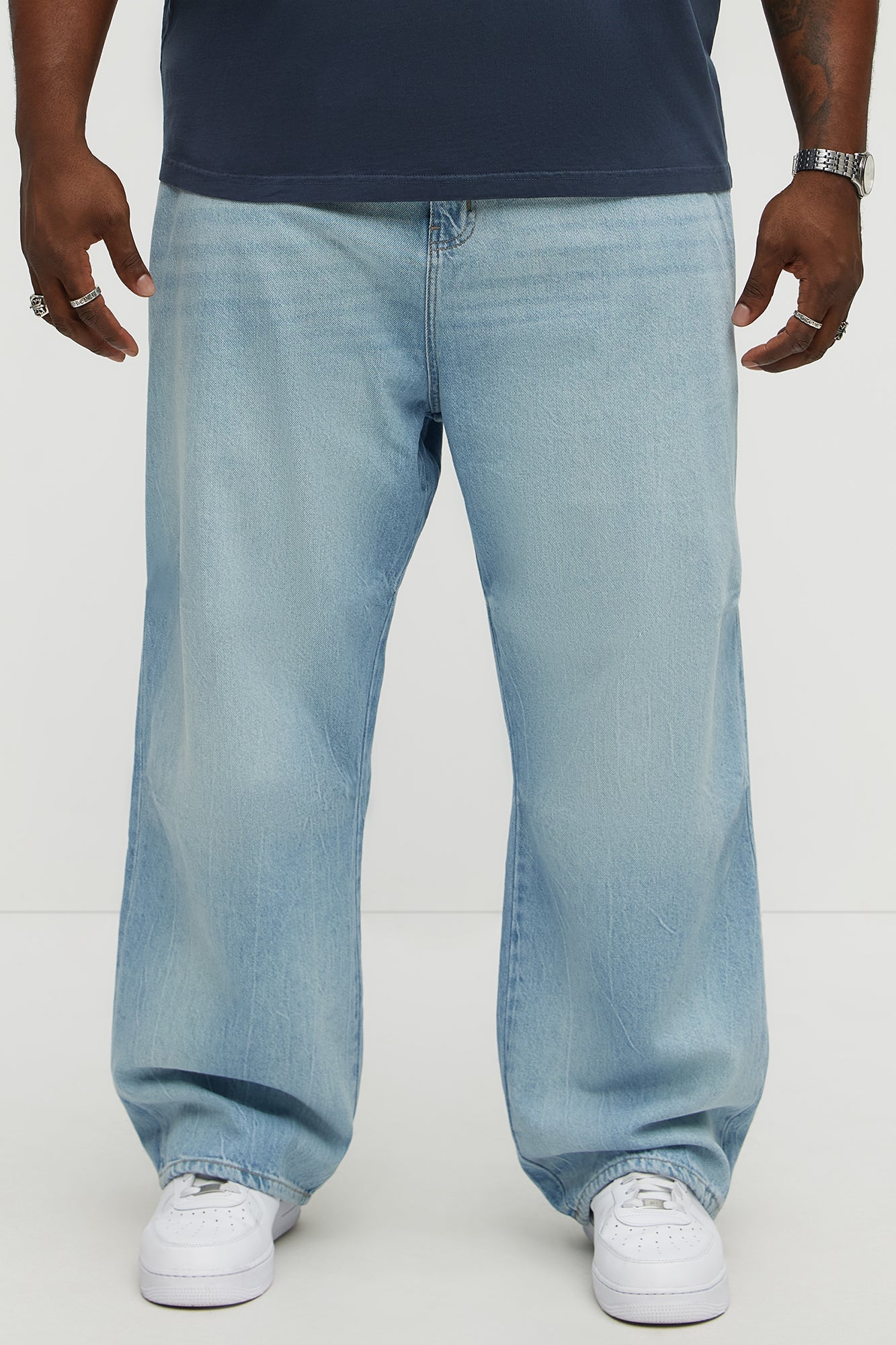 Seen Clean Baggy  Jeans - Light Blue Wash