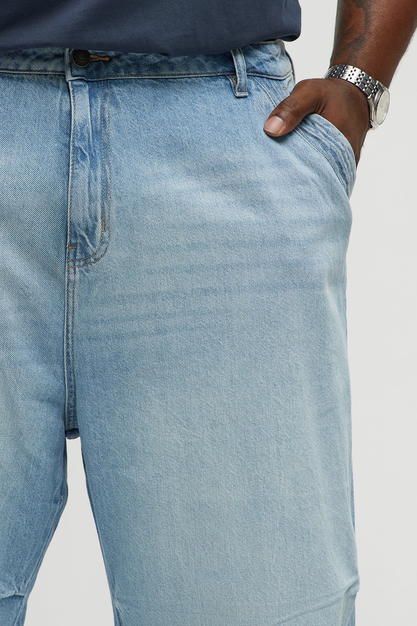 Seen Clean Baggy  Jeans - Light Blue Wash