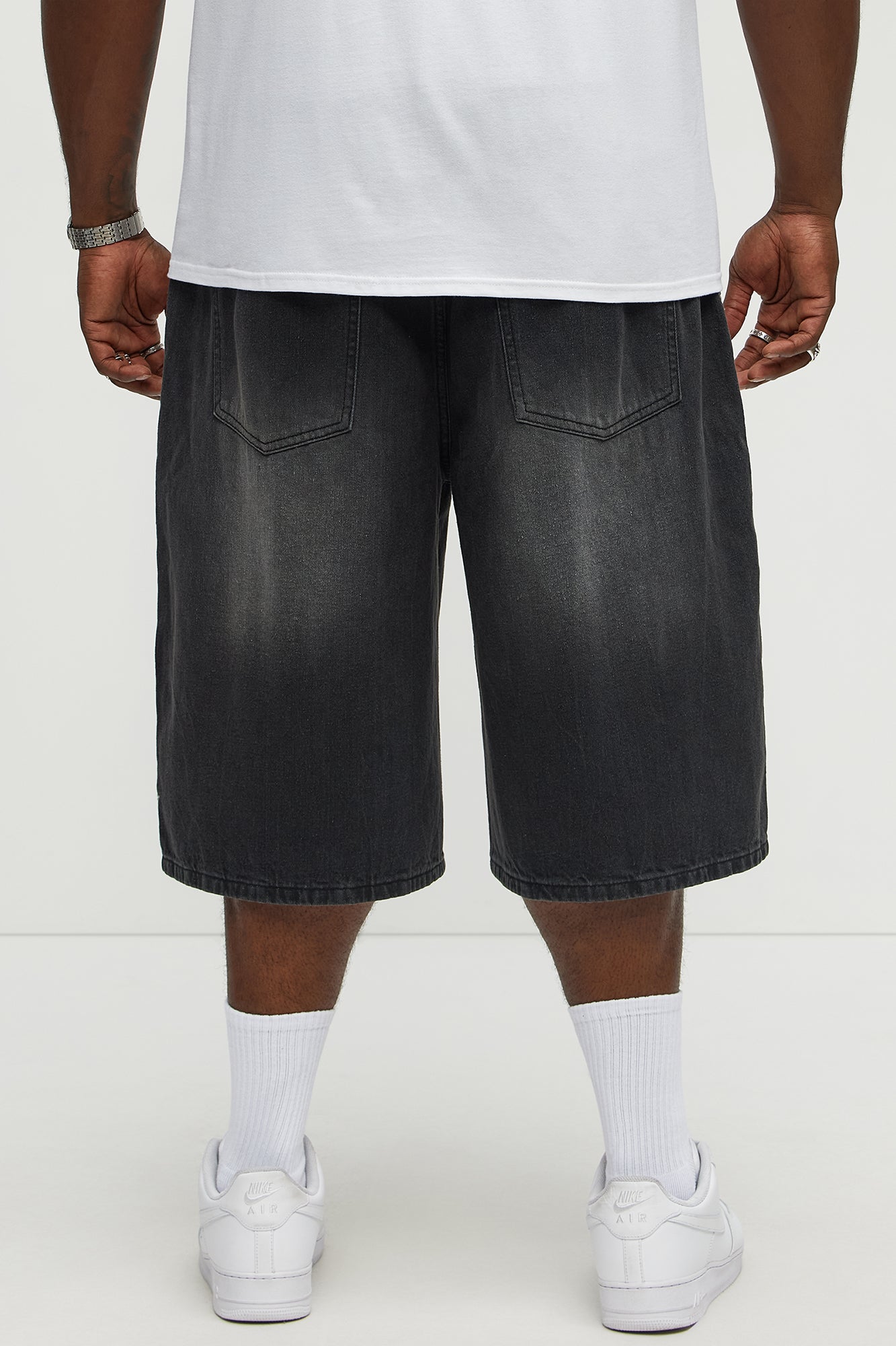 Be Resilient Embroidered Denim Shorts  - Black Wash