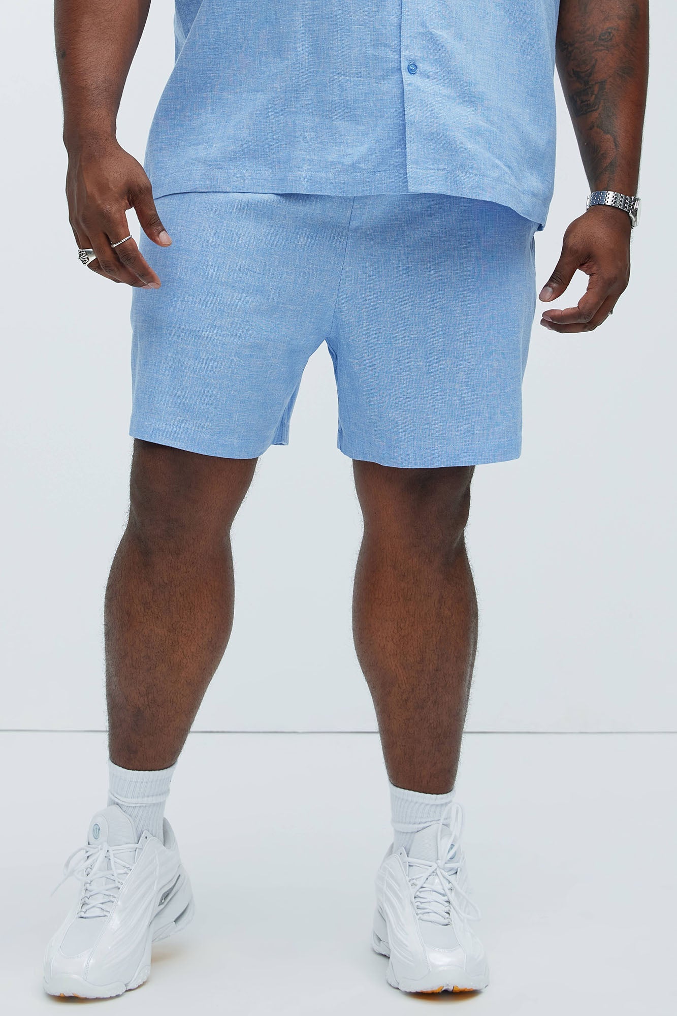 Bahamas Linen Shorts - Ice Blue
