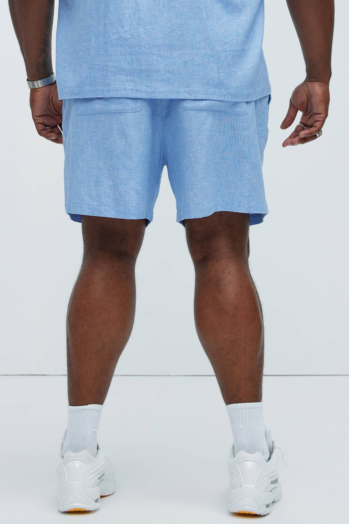 Bahamas Linen Shorts - Ice Blue