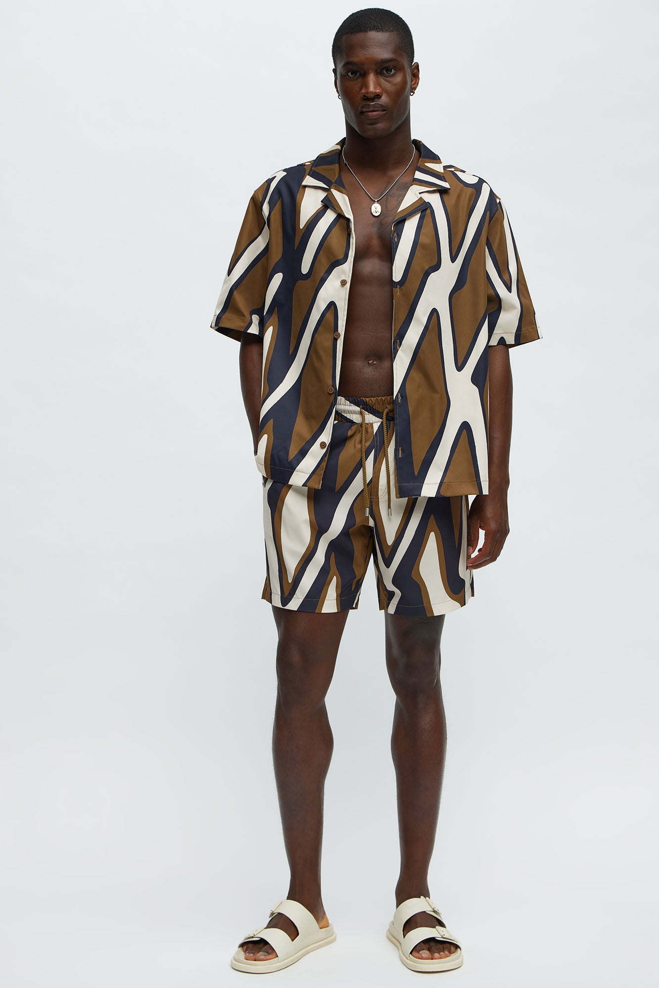 Chaos Current Printed Swim Classic Trunk - Brown/combo